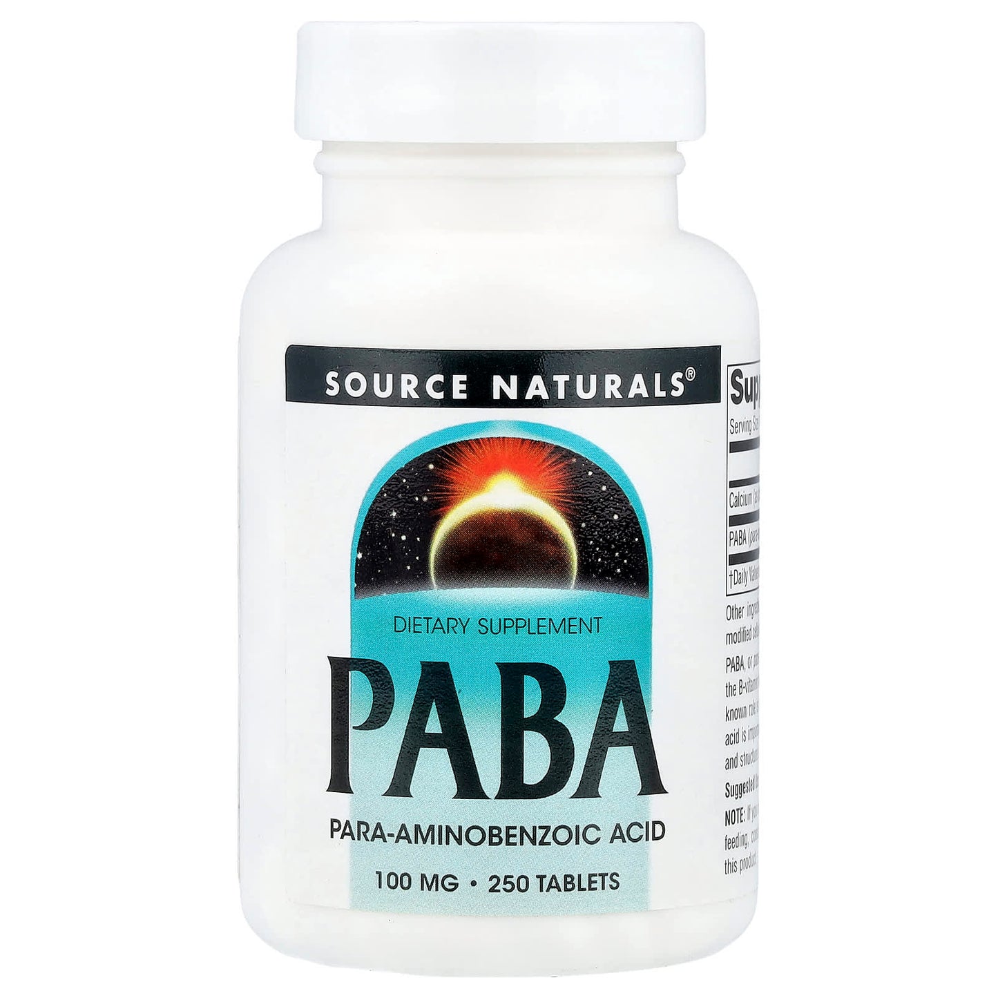Source Naturals, PABA, 100 mg, 250 Tablets - Image 1