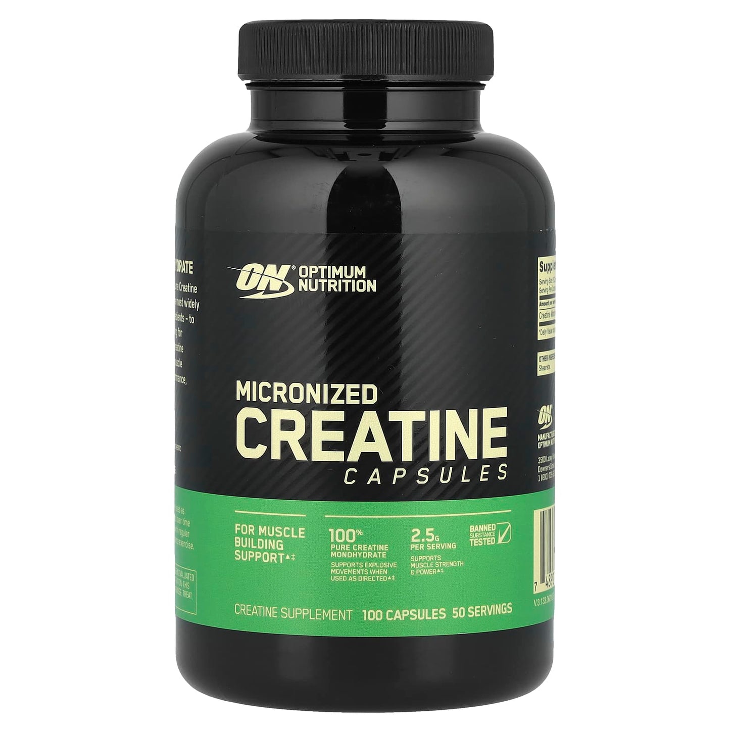 Optimum Nutrition, Micronized Creatine Capsules, 100 Capsules (1.25 g per Capsule ) - Image 1