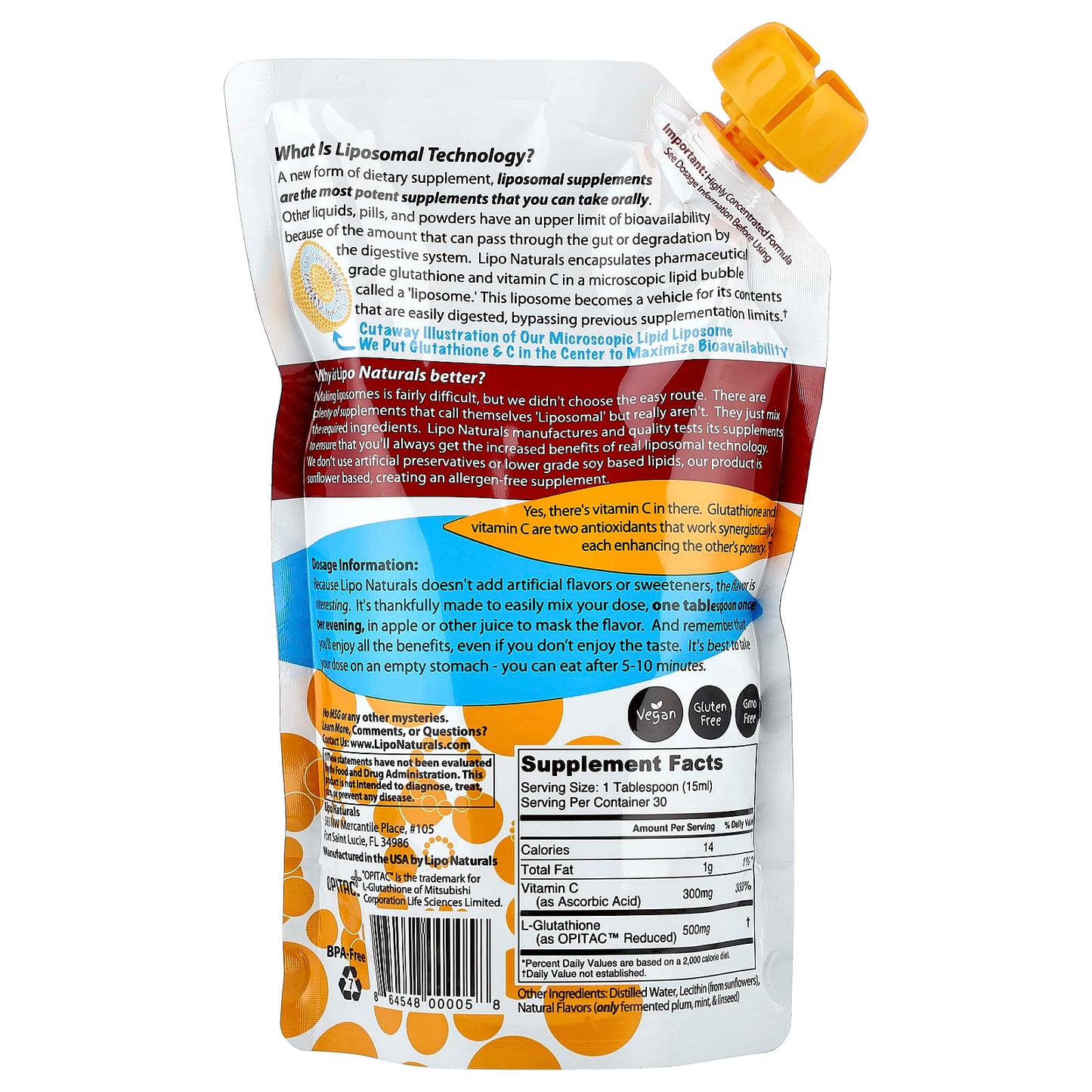 Lipo Naturals, Liposomal Glutathione Antioxidant Complex, 15 oz (443 ml) - Image 2