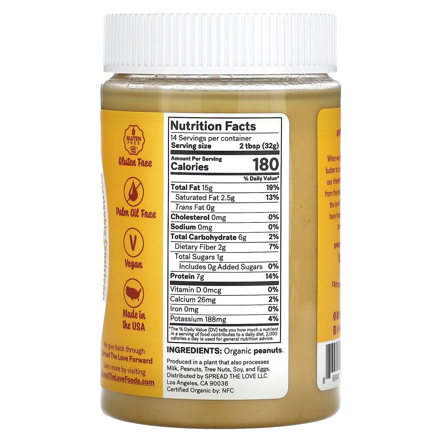 Spread The Love, Organic Peanut Butter, Naked, 16 oz (454 g) - Image 2