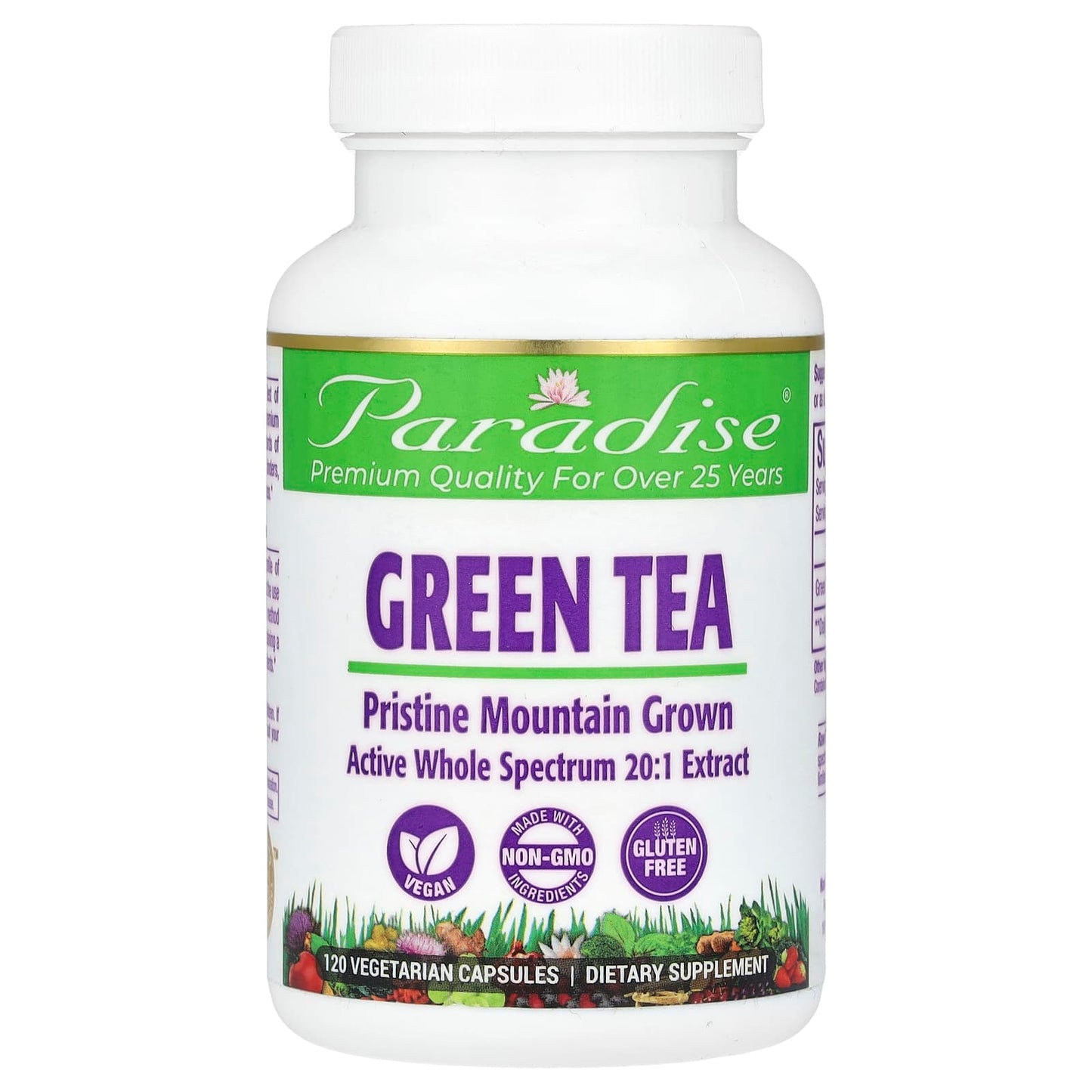 Paradise Herbs, Green Tea, 120 Vegetarian Capsules (250 mg per Capsule) - Image 1
