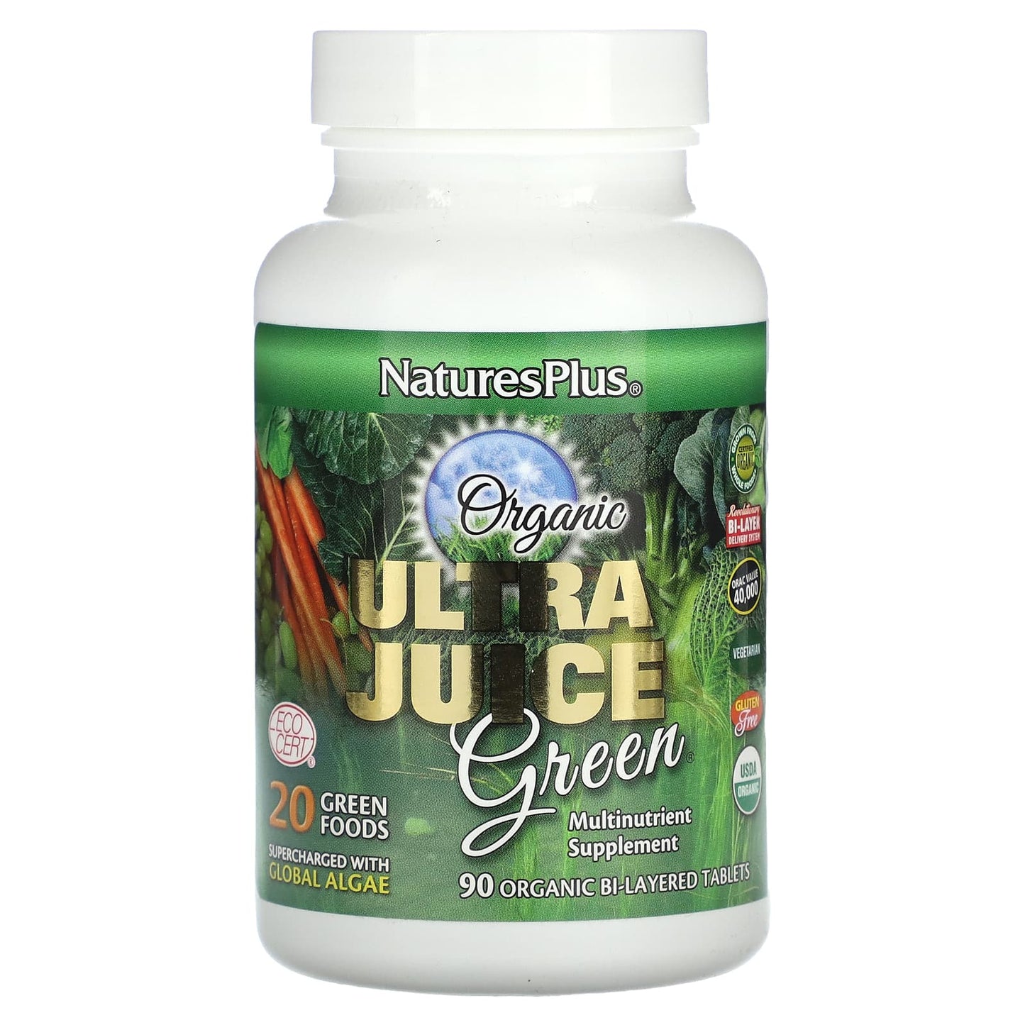 NaturesPlus, Organic Ultra Juice Green, 90 Organic Bi-Layered Tablets - Image 1
