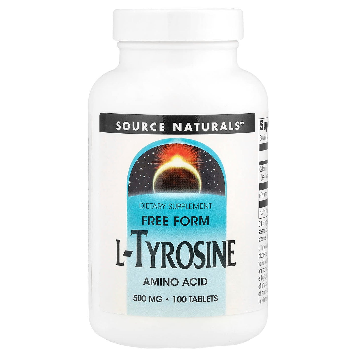 Source Naturals, L-Tyrosine, 500 mg, 100 Tablets - Image 1