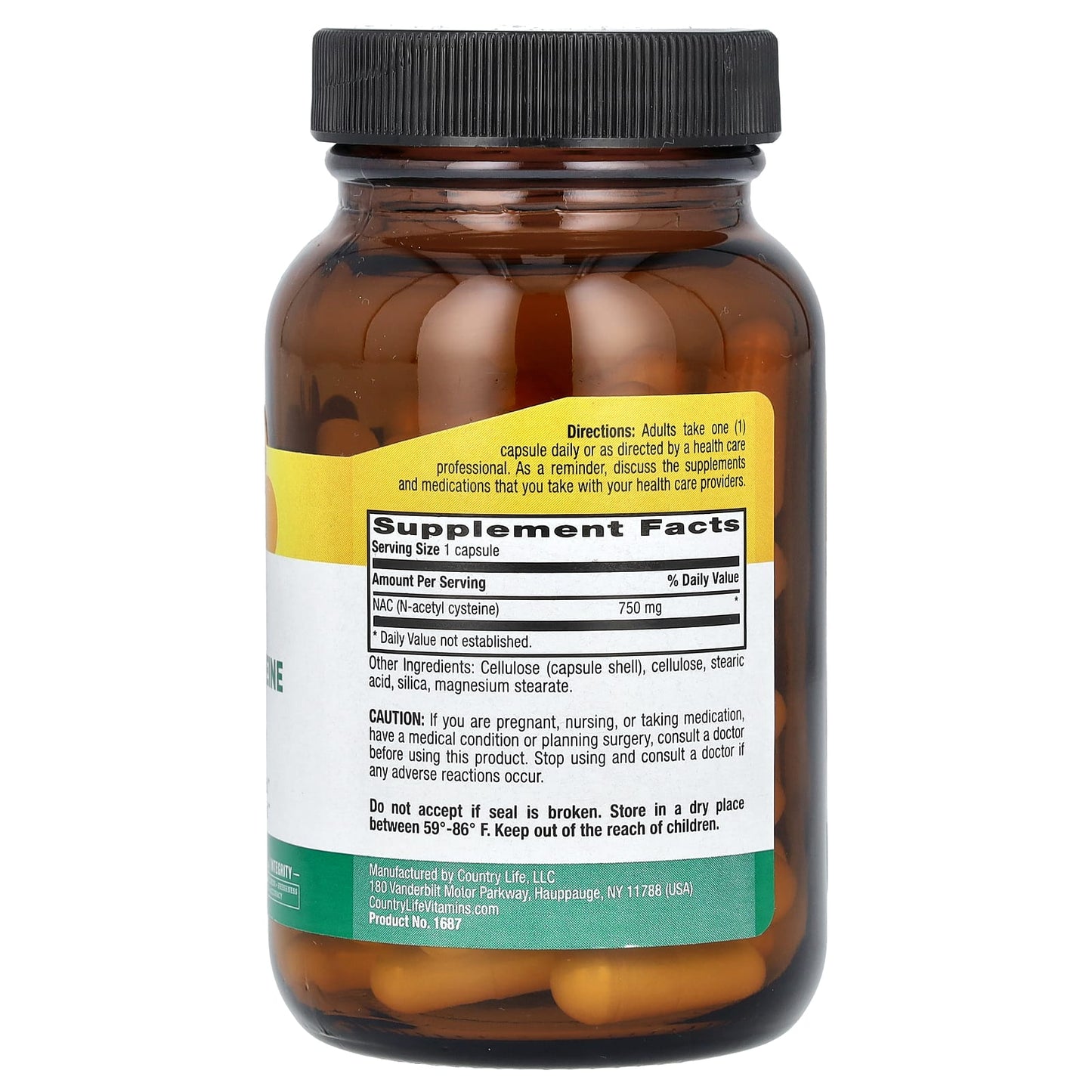 Country Life NAC 750mg 60 Vegan Capsules for Liver Lung Health - Image 2