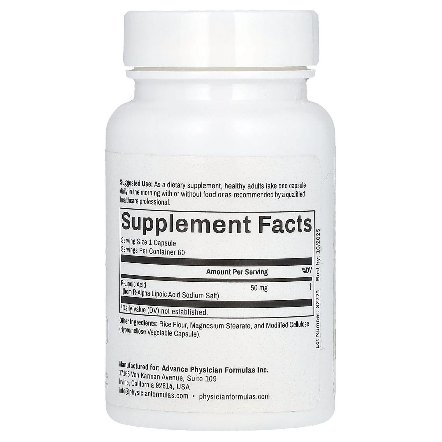 R-Lipoic Acid Supplement by Advance Physician Formulas, 50mg, 60 Capsules - Image 2