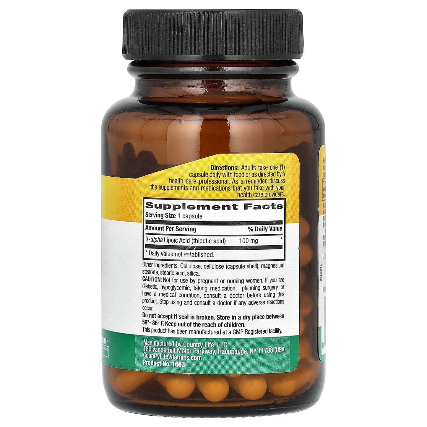 <strong>Country Life R-Lipoic Acid 100mg, 60 Vegan Capsules</strong> - Image 2