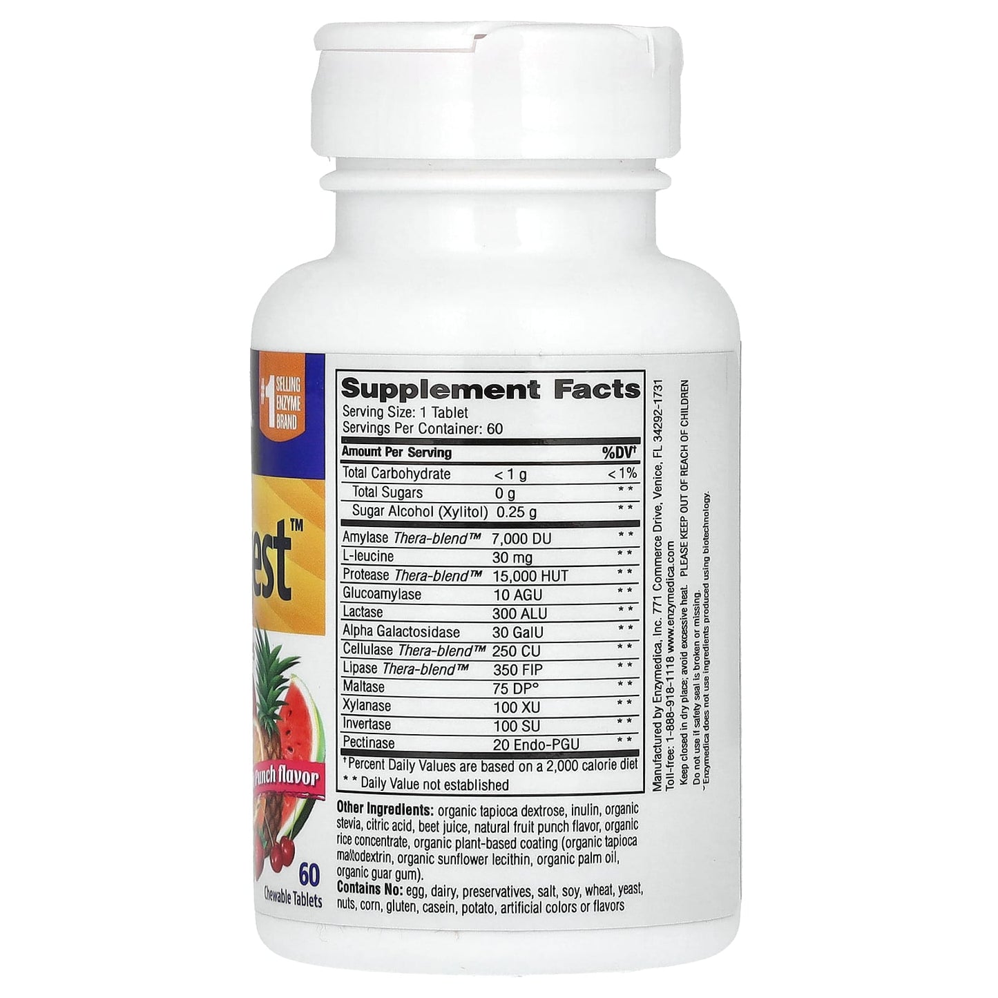Enzymedica Kids Digest Fruit Punch, 60 Chewable Tablets - Natural Digestive Support - Image 2
