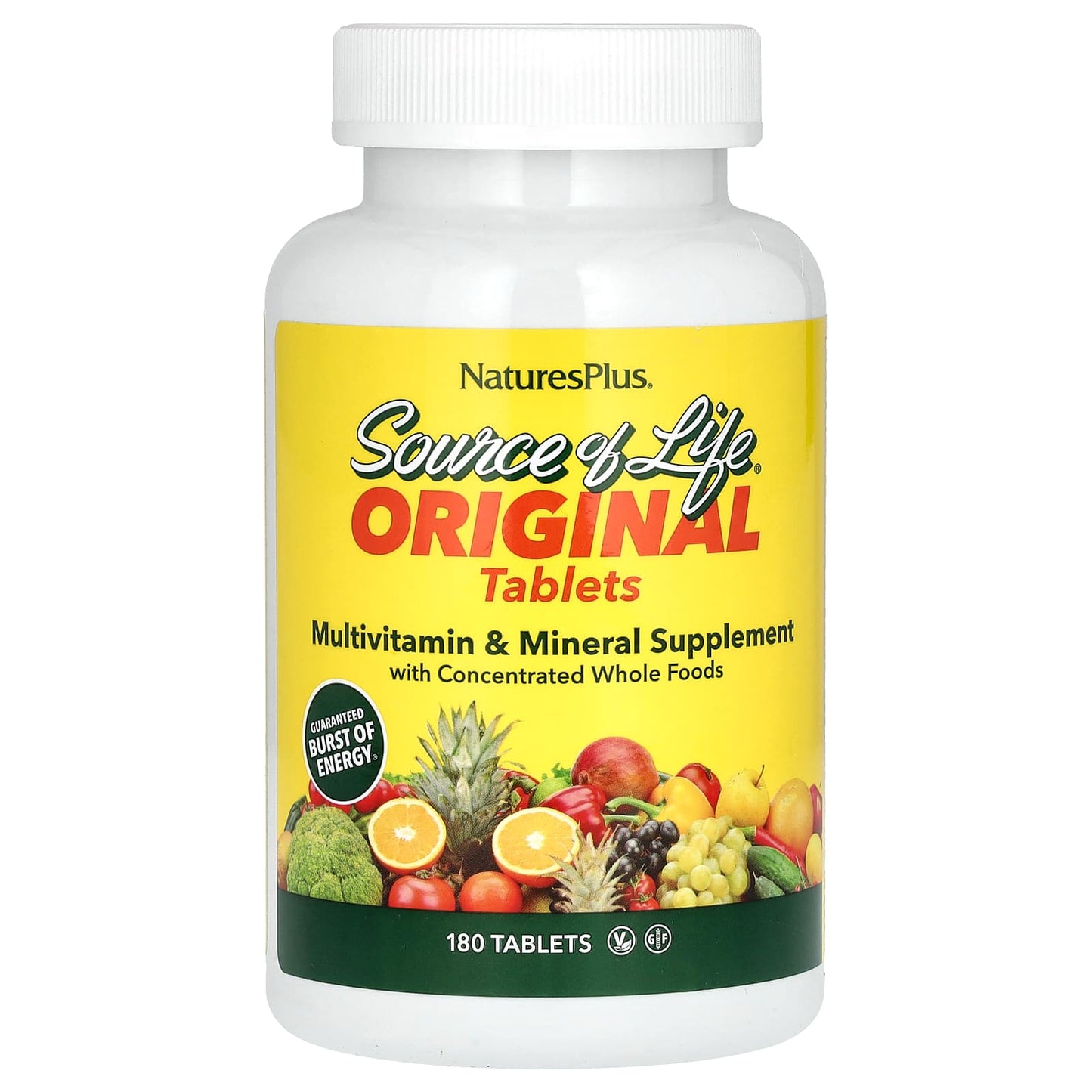 NaturesPlus, Source of Life, Original Tablets, Multi-Vitamin & Mineral Supplement, 180 Tablets - Image 1
