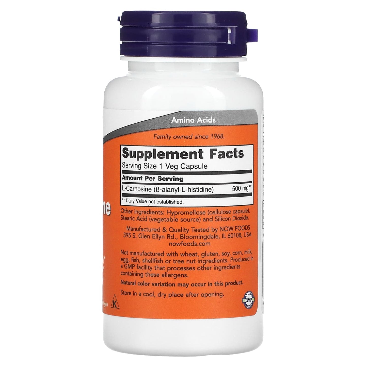 NOW Foods, L-Carnosine, 500 mg, 50 Veg Capsules - Image 2