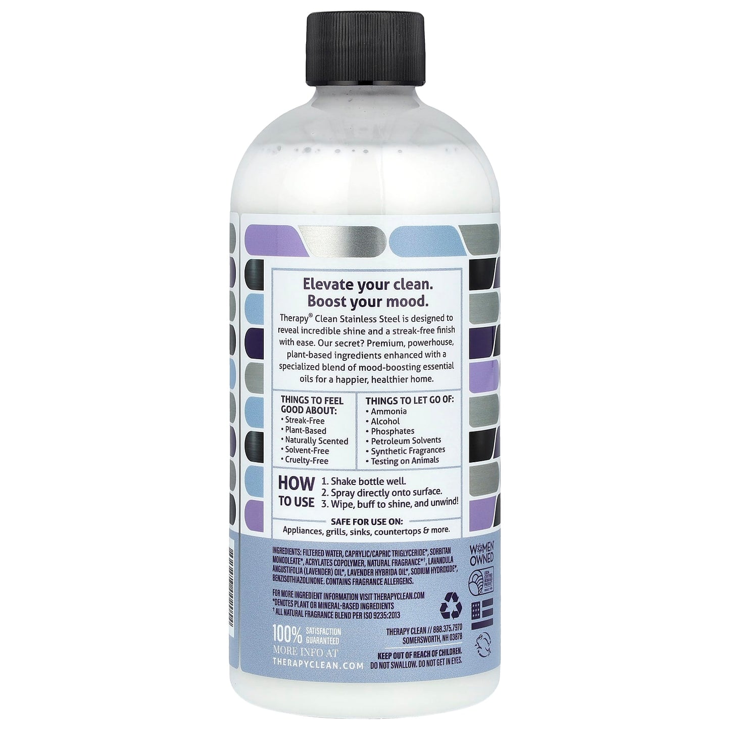 Therapy Clean, Stainless Steel, Cleaner & Polish, Fresh Lavender , 16 fl oz (473 ml) - Image 2