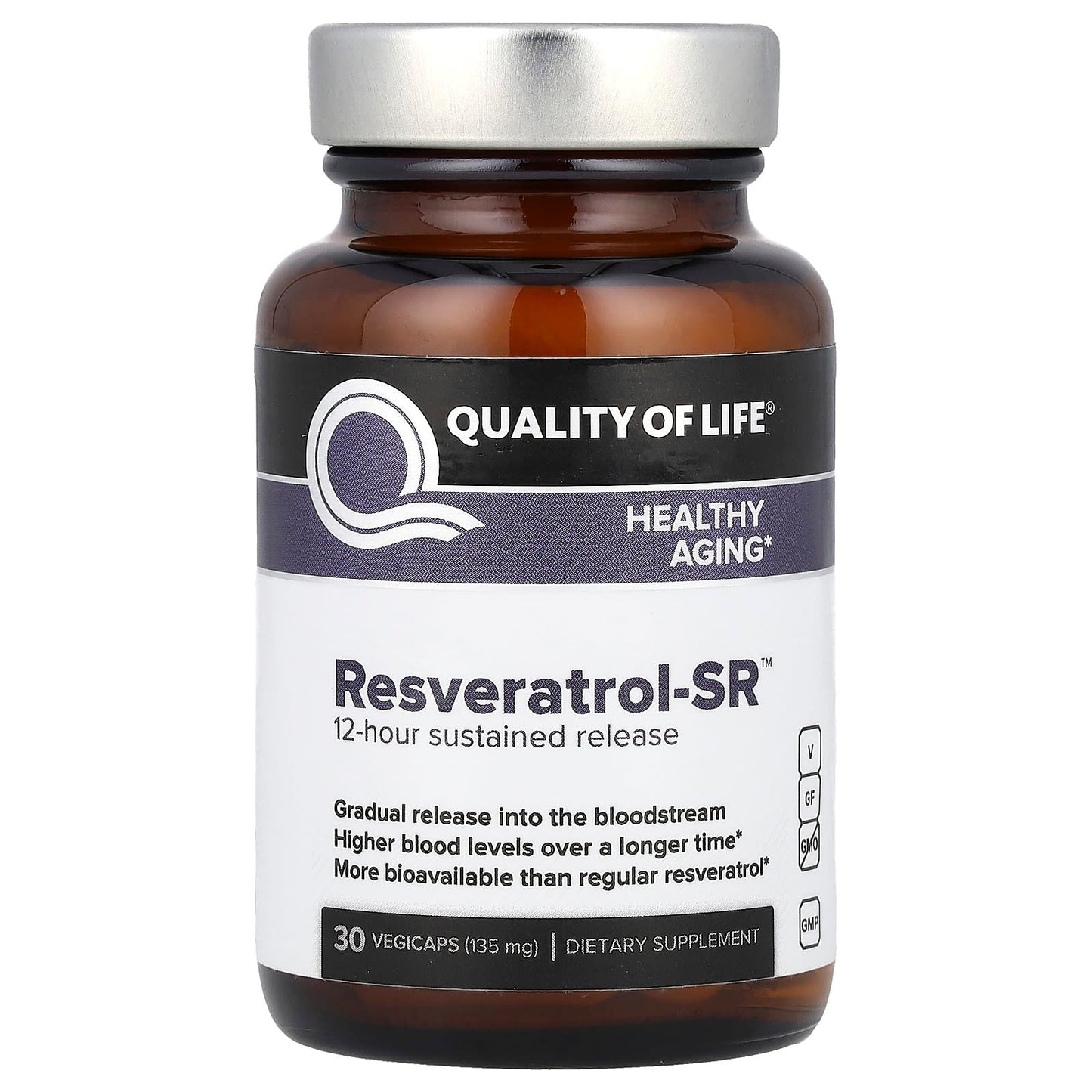Quality of Life, Resveratrol-SR™, 135 mg , 30 Vegicaps - Image 1