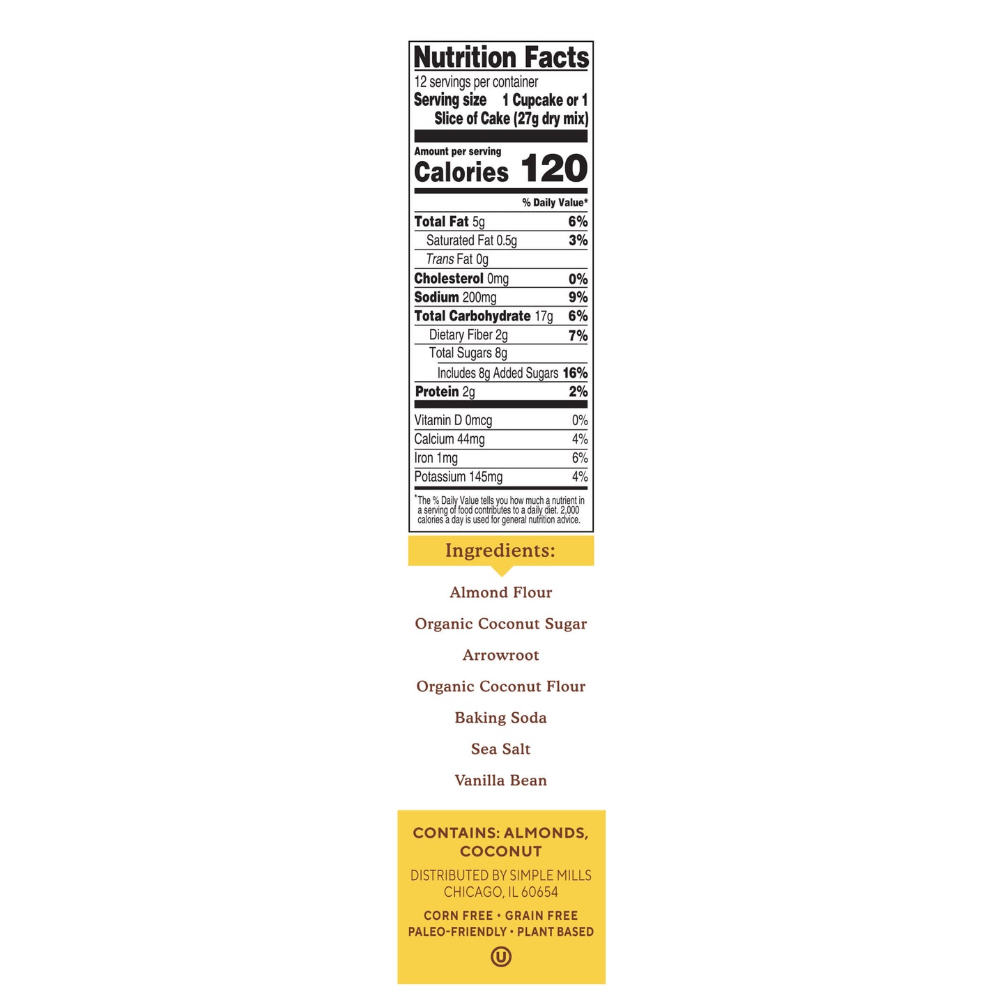 Simple Mills, Almond Flour Baking Mix, Vanilla Cupcake & Cake, 11.5 oz (327 g) - Image 2
