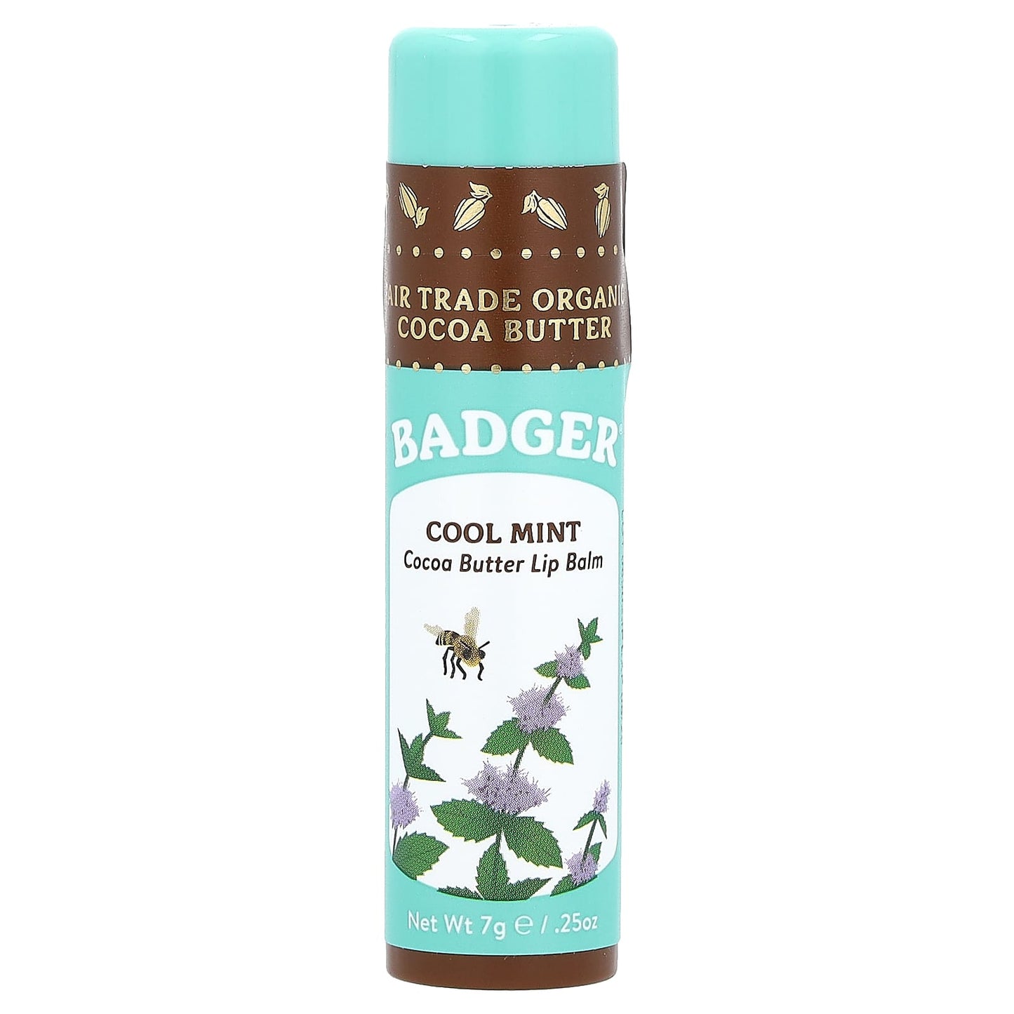 Badger Organic Cocoa Butter Lip Balm, Cool Mint 0.25 oz (7g) - Image 1