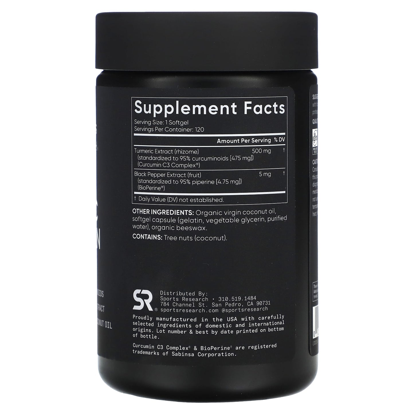Sports Research, Turmeric Curcumin, 500 mg, 120 Softgels - Image 2
