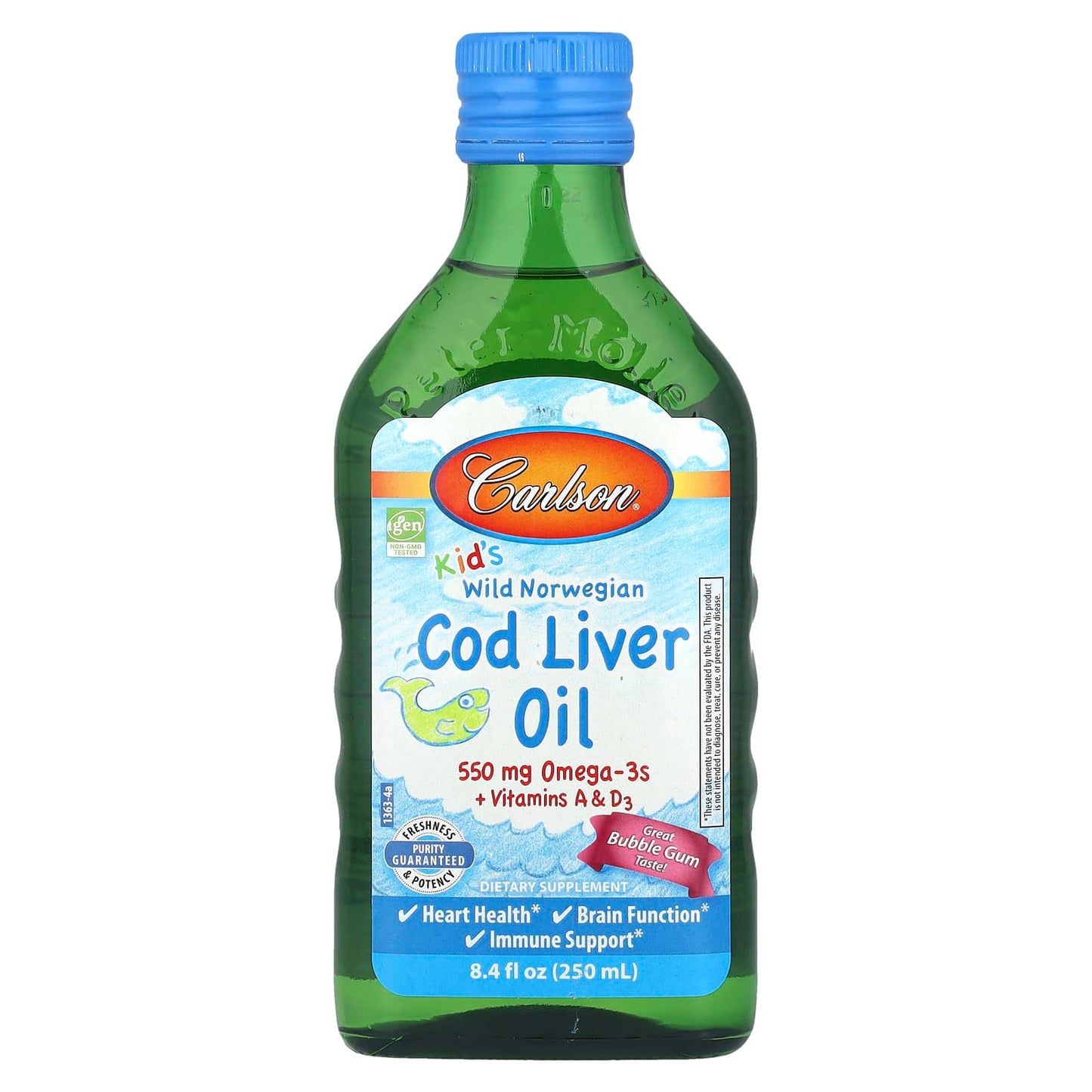 Carlson Kid's Norwegian Cod Liver Oil with Vitamins A & D3 - 8.4 fl oz - Image 1