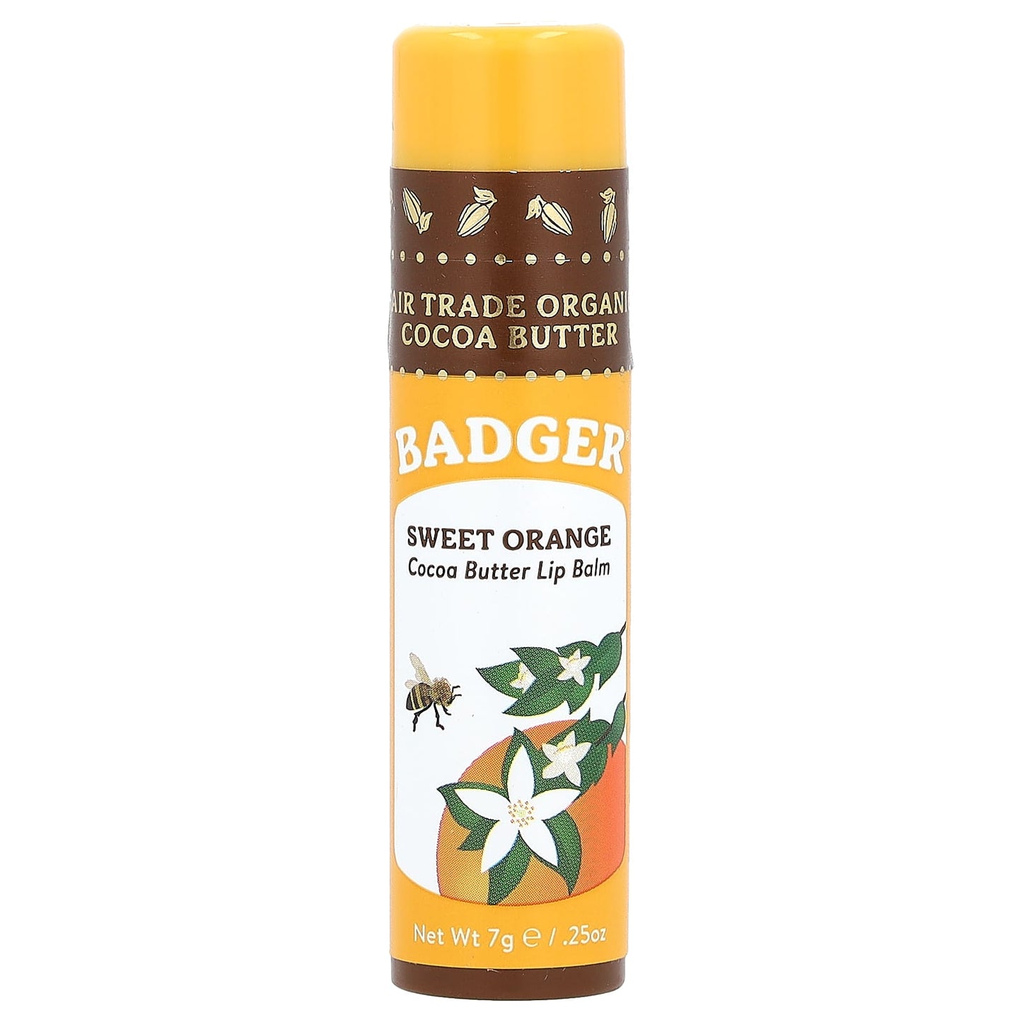 Badger Organic Lip Balm with Cocoa Butter and Sweet Orange - Image 1