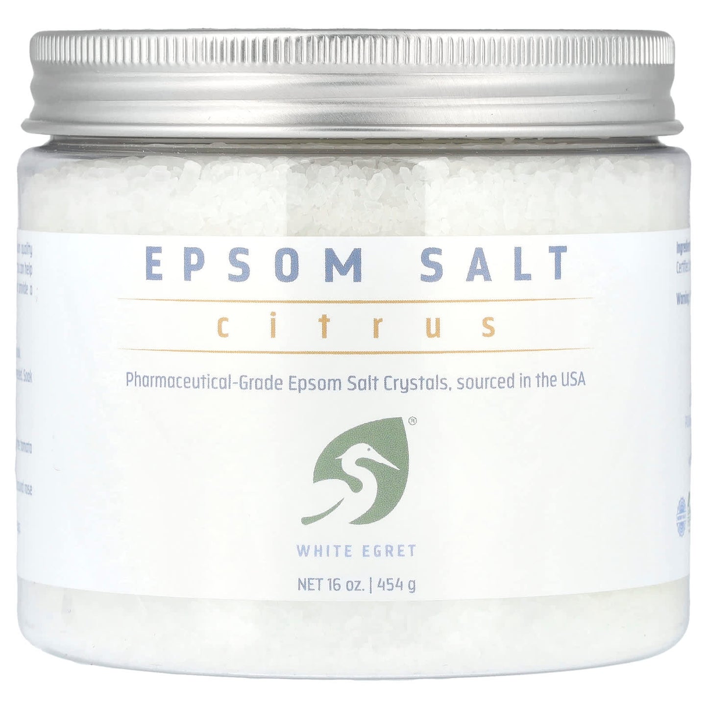 White Egret, Epsom Salt, Citrus, 16 oz (454 g) - Image 1