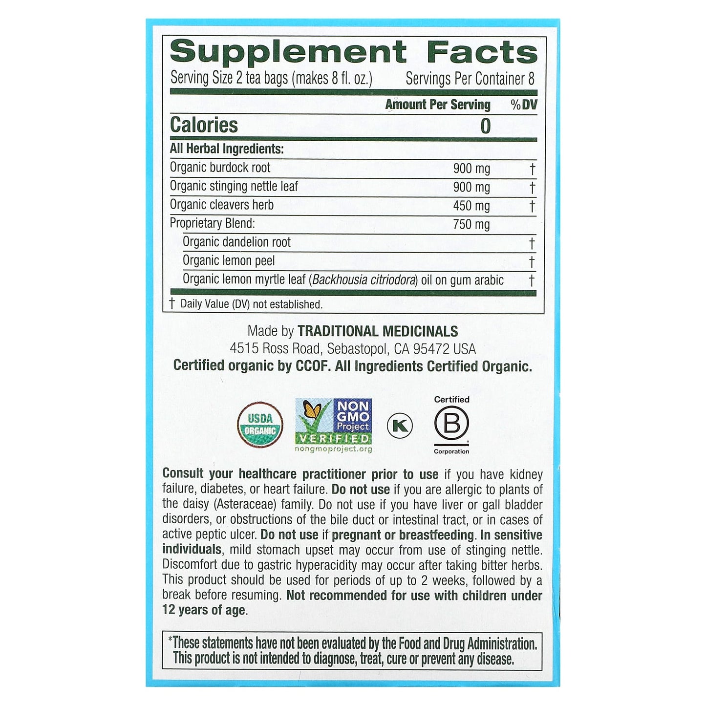 Traditional Medicinals, Organic EveryDay Detox, Lemon, Caffeine Free, 16 Wrapped Tea Bags, 0.85 oz (24 g) - Image 2