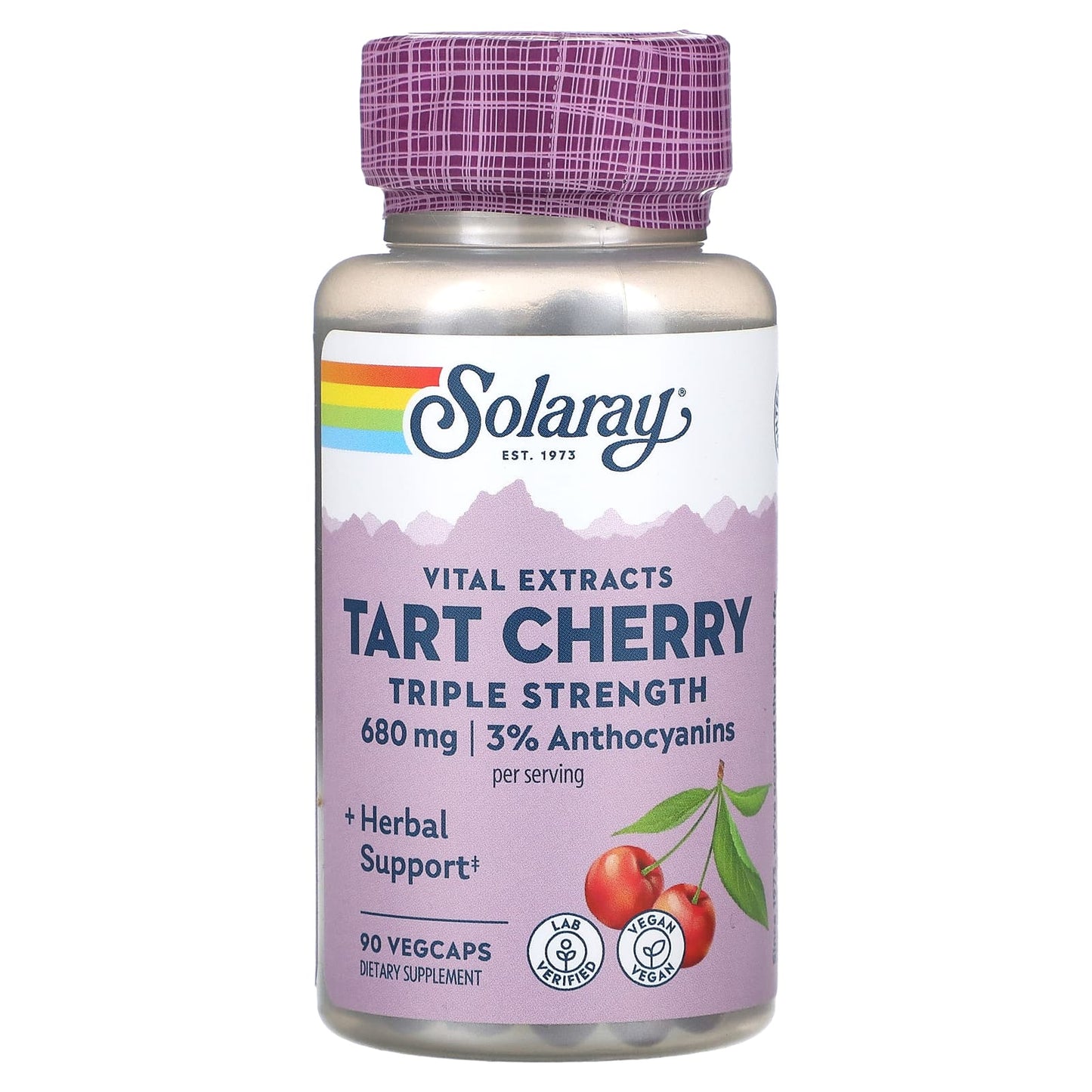 Solaray, Vital Extracts, Tart Cherry, Triple Strength, 90 VegCaps (340 mg per Capsule) - Image 1