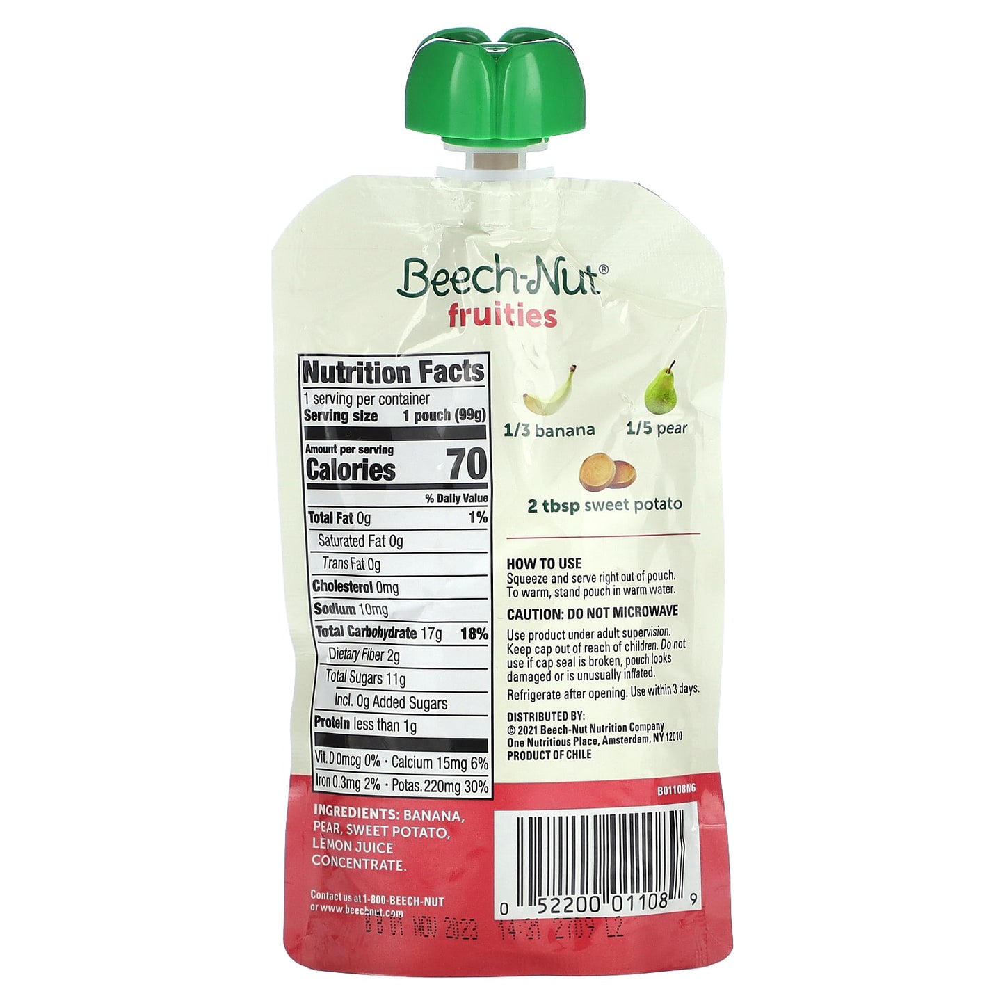 Beech-Nut Fruities Baby Food, 6+ Months, 3.5 oz (99g) - Image 2
