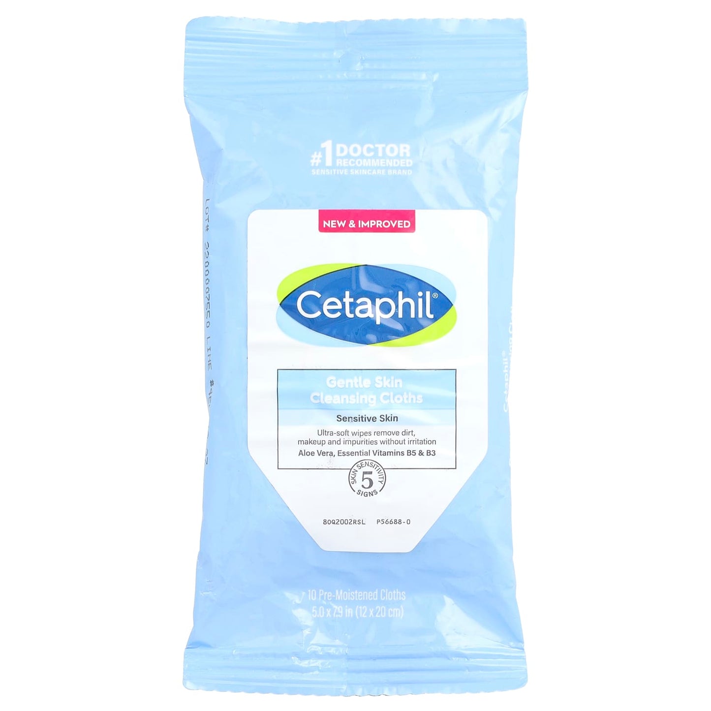 Cetaphil Fragrance-Free Gentle Skin Cleansing Cloths, 10 Pre-Moistened Cloths - Image 1