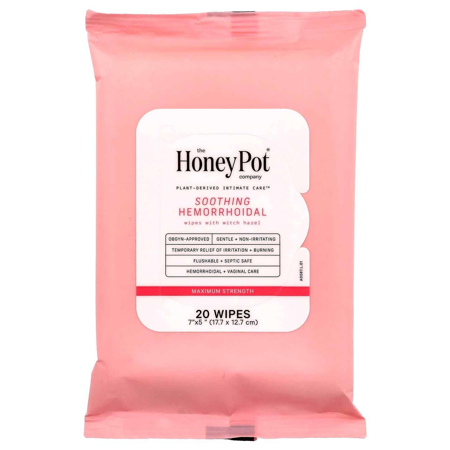 The Honey Pot Company, Soothing Hemorrhoidal Wipes, Maximum Strength, 20 Wipes - Image 1