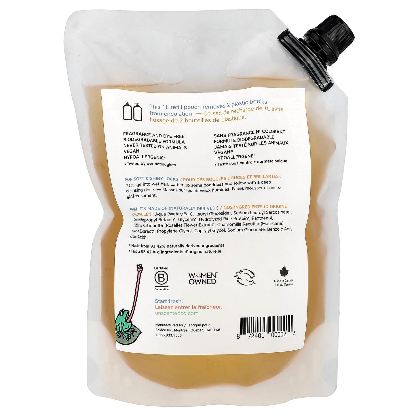 The Unscented Company, Kids, Shiny Shampoo + Wash, Refill, Fragrance Free, 33.8 fl oz (1 l) - Image 2