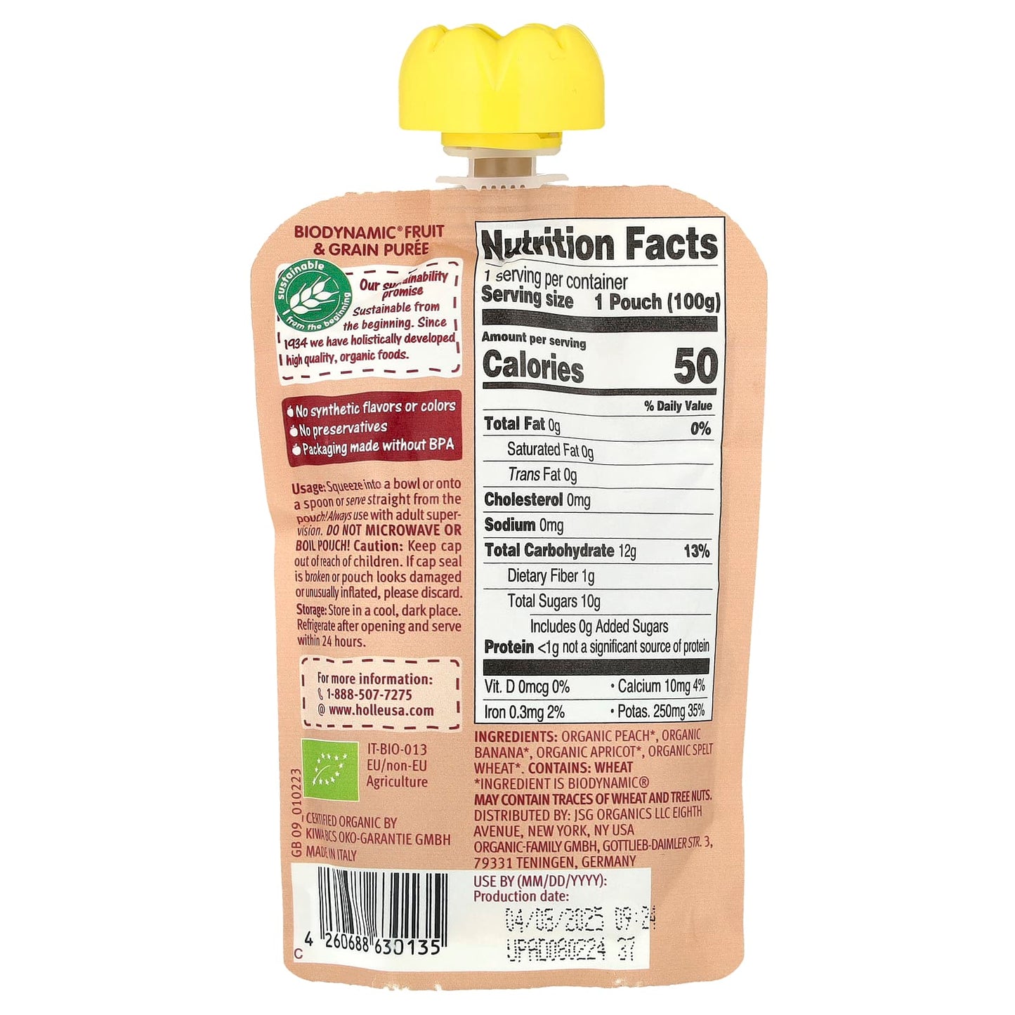 Organic Baby Food | Holle Panda Peach Puree | USDA Organic - Image 2