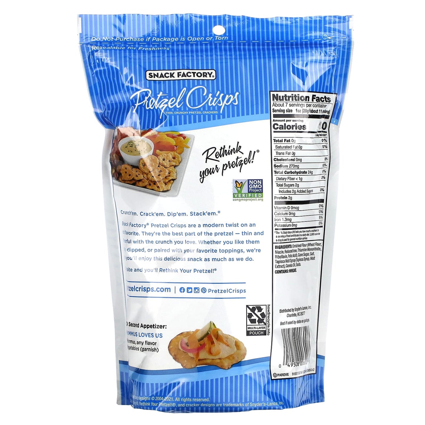 Snack Factory, Pretzel Crisps, Original, Deli Style, 7.2 oz (204 g) - Image 2