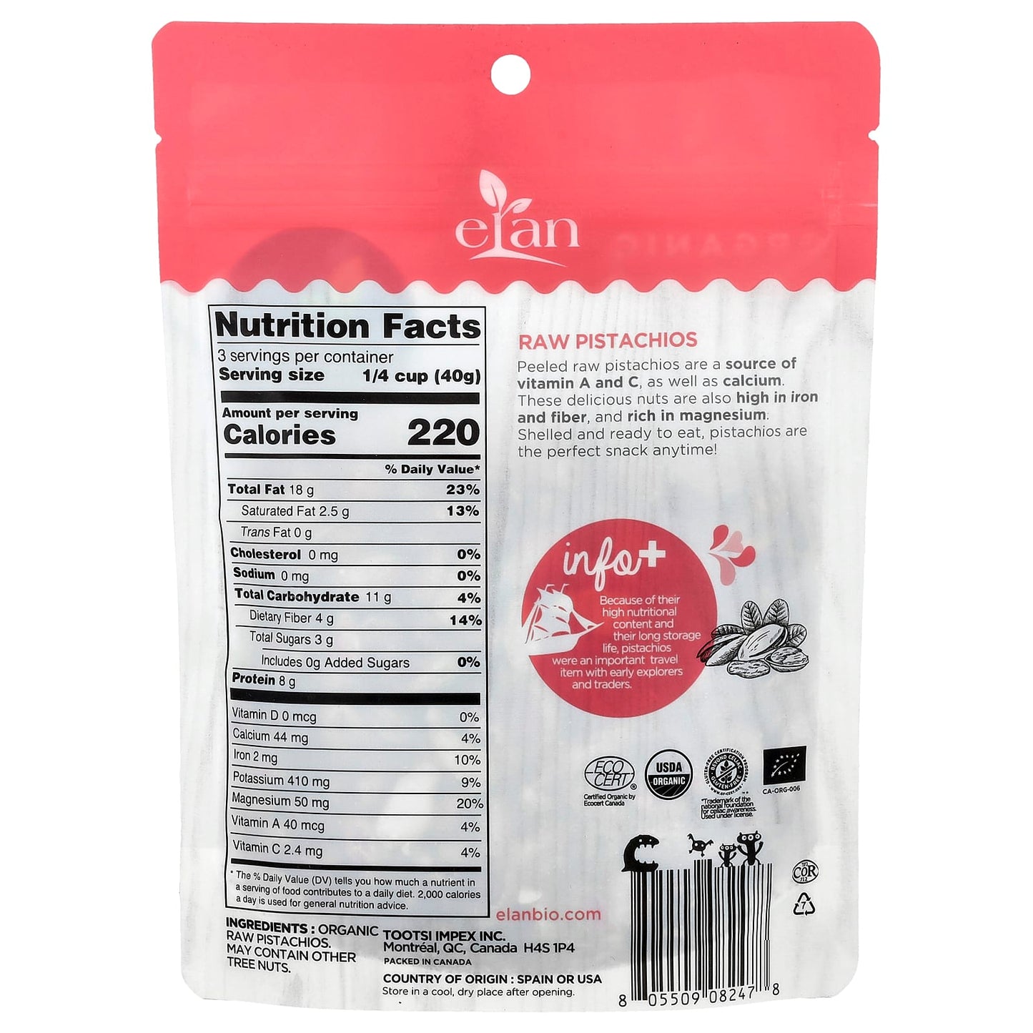 Crunchy, Nutritious Organic Pistachios by Elan - 4.8 oz (135g) - Image 2