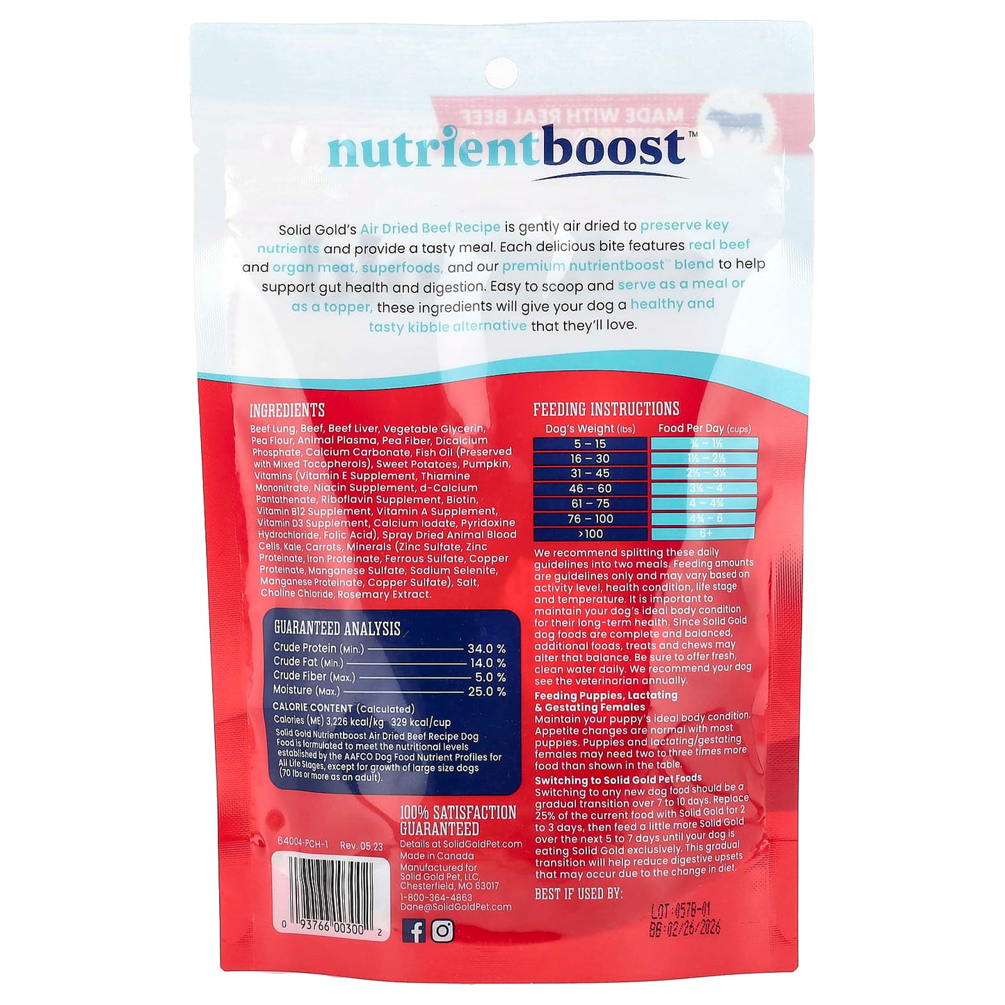 Solid Gold, Air Dried Meal or Topper, For Dogs, Beef Recipe, 4 oz (113 g) - Image 2