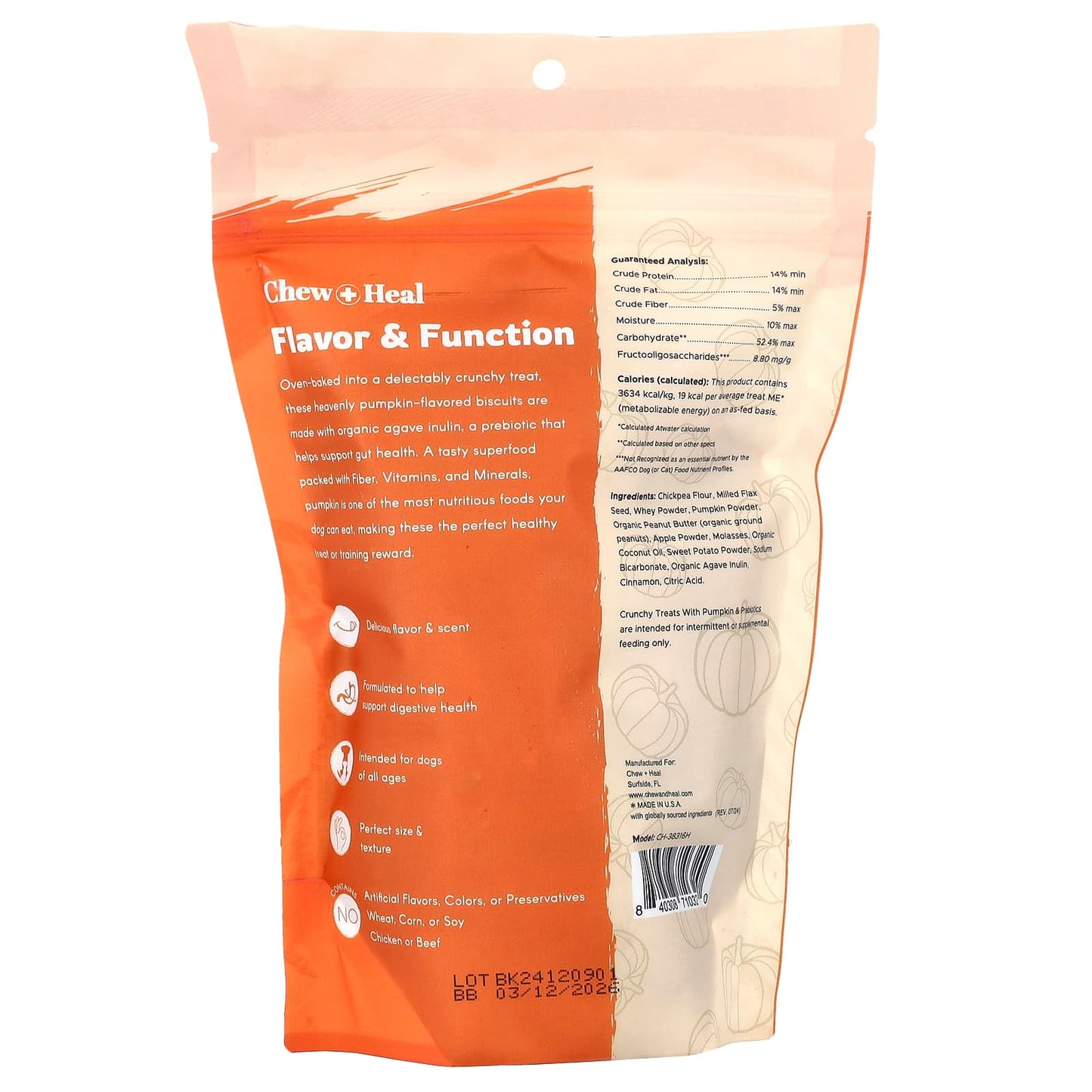 Crunchy Pumpkin Treats with Prebiotics for Dogs - Chew + Heal - Image 2