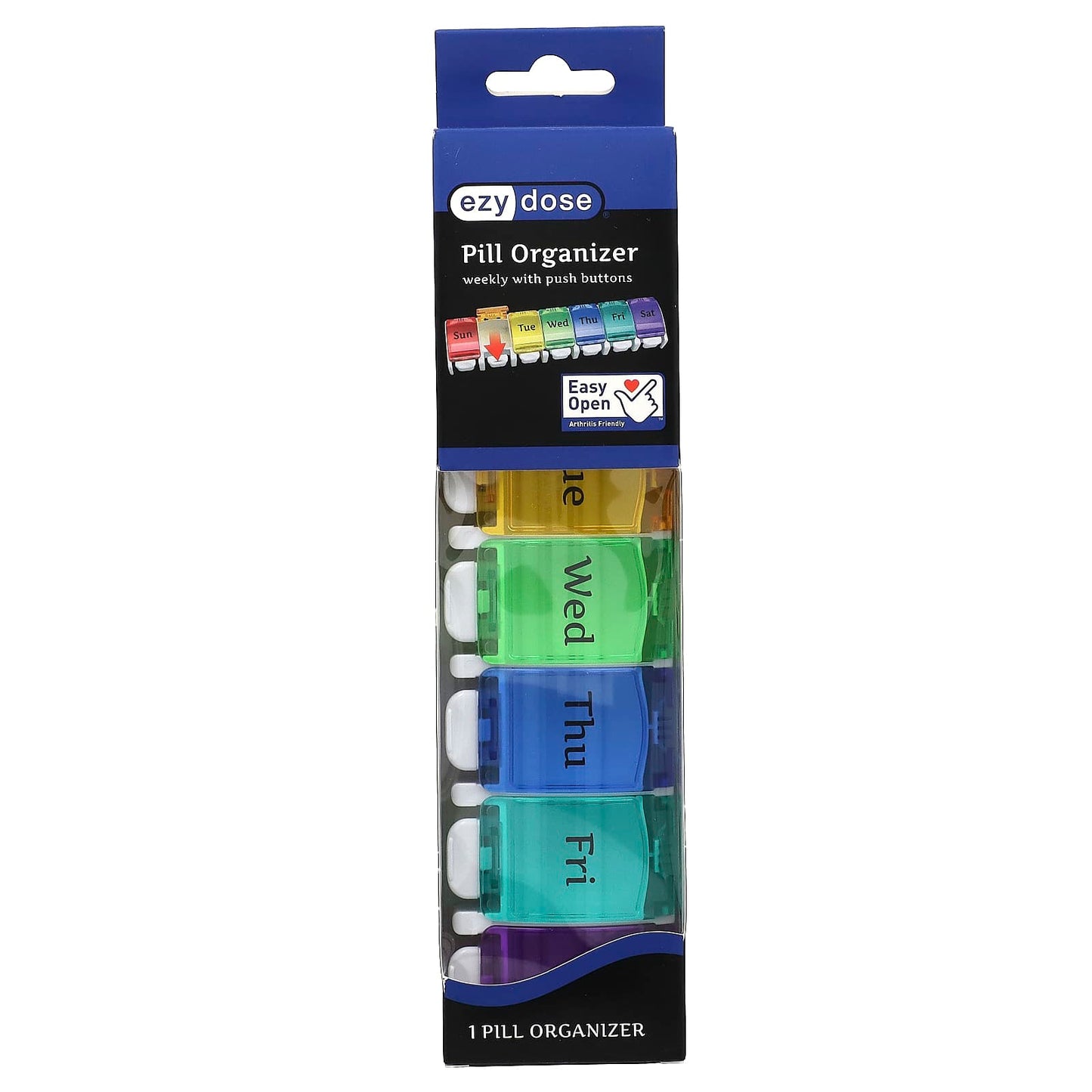 Ezy Dose Weekly Pill Organizer with Easy-Push Buttons - Image 1