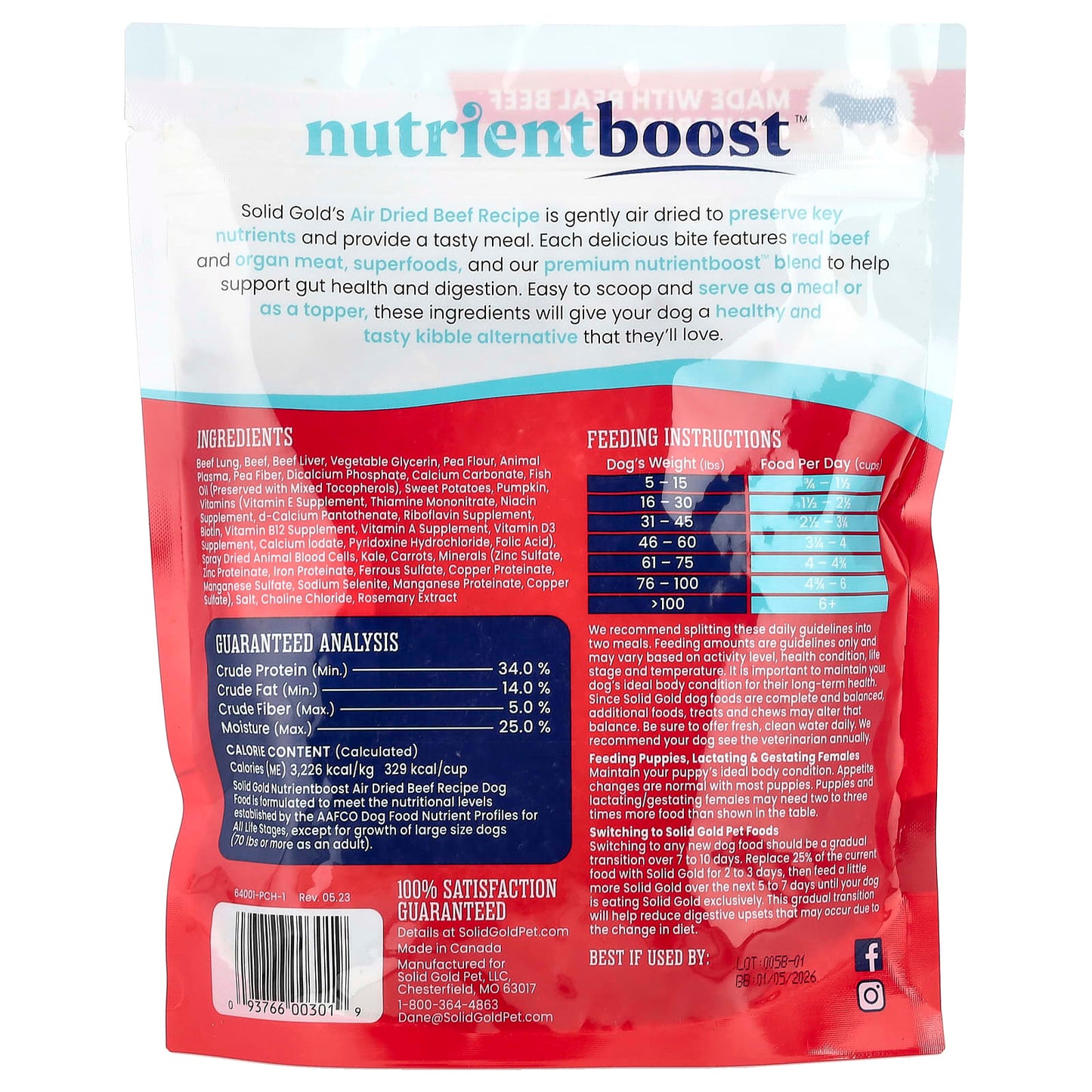 Solid Gold, Air Dried Meal or Topper, For Dogs, Beef Recipe, 16 oz (454 g) - Image 2