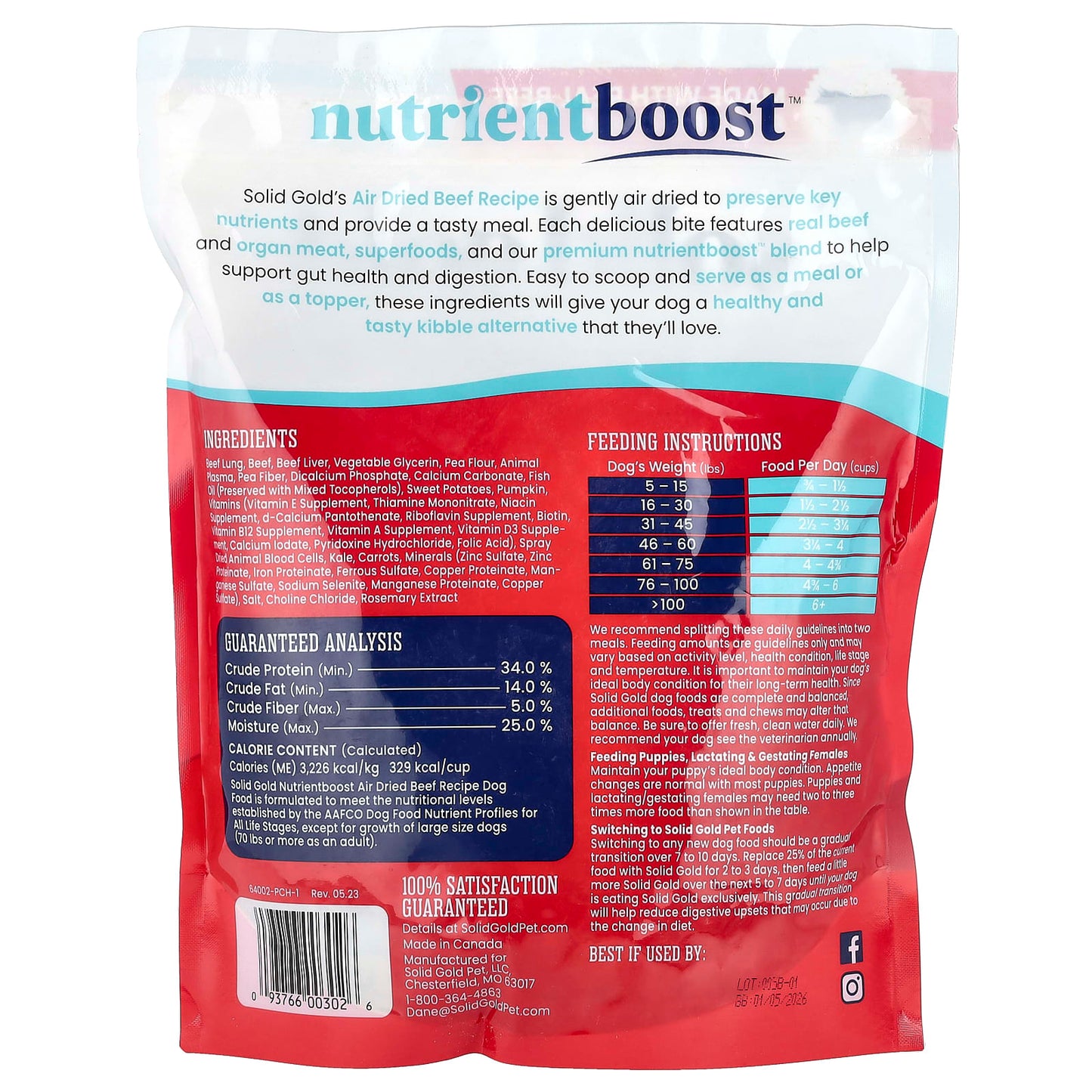 Solid Gold, Air Dried Meal or Topper, For Dogs, Beef Recipe, 2 lb (907 g) - Image 2