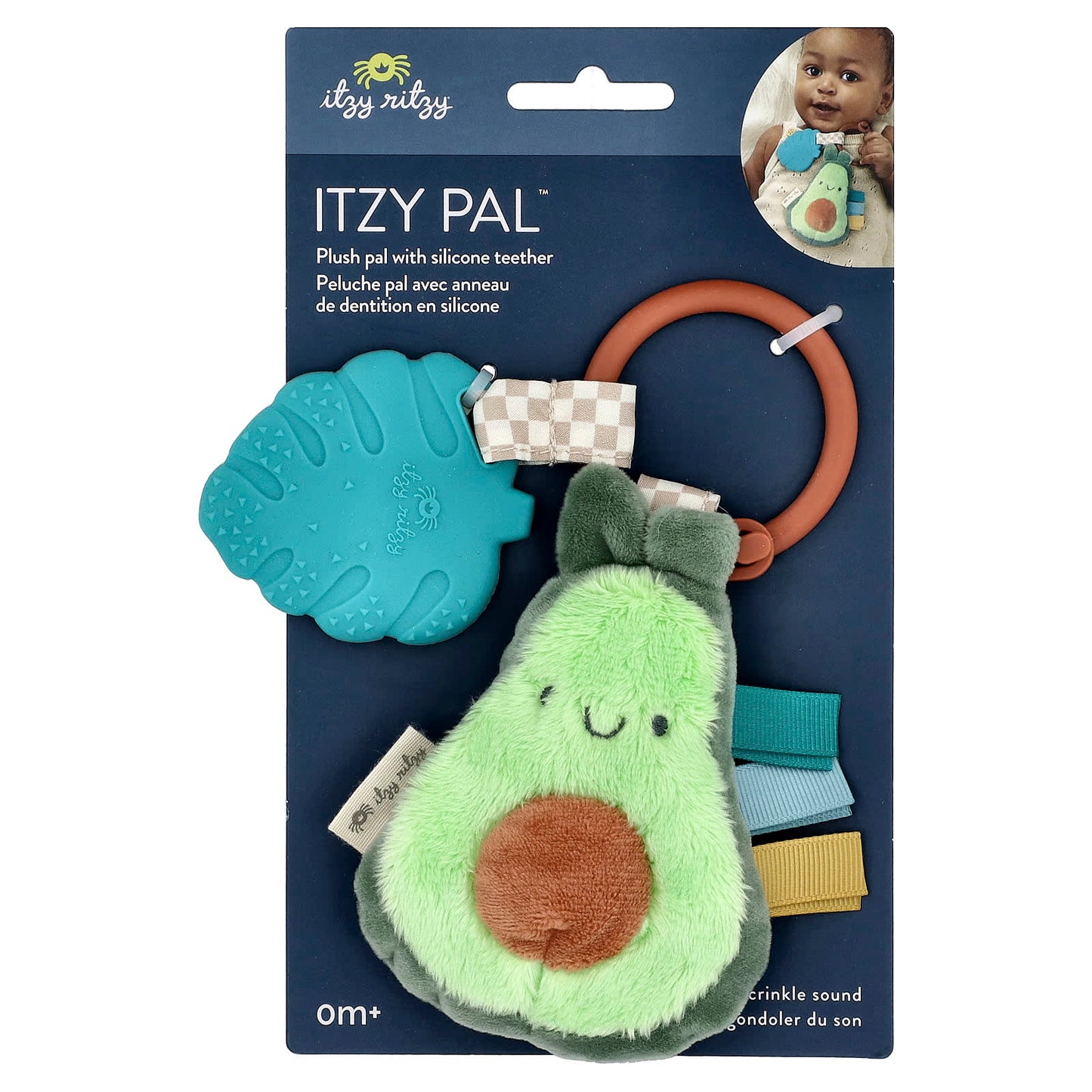 Soft Avocado Plush Toy with Teether for 0+ Months, Gentle Crinkle - Image 1