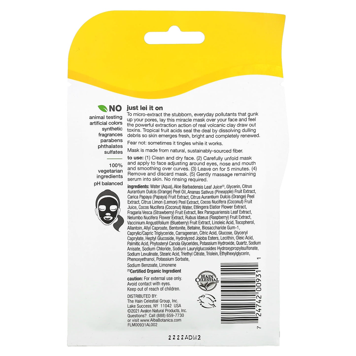 Alba Botanica Hawaiian Detox Sheet Mask, 1 Sheet, Cruelty Free - Image 2