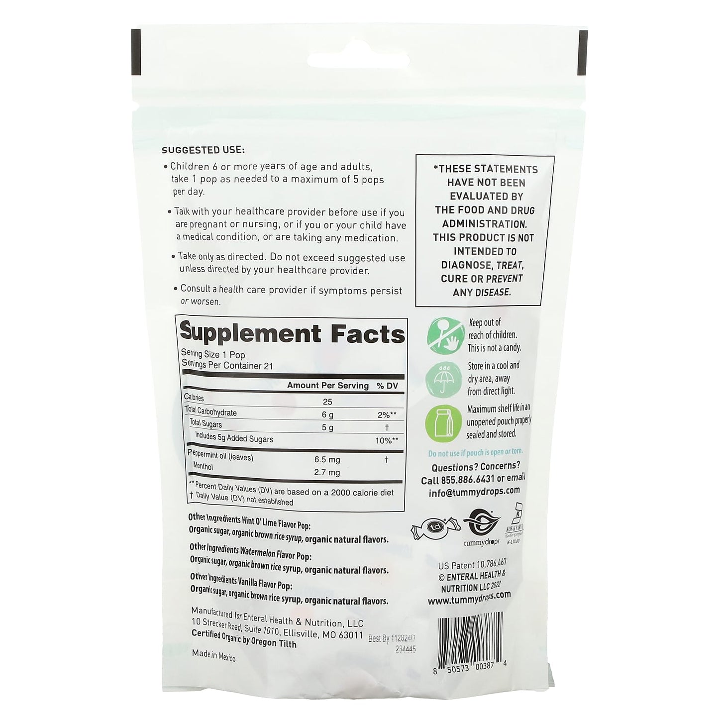 Tummydrops, Peppermint Variety Pack, Hint O' Lime, Watermelon & Vanilla, 21 Pops - Image 2