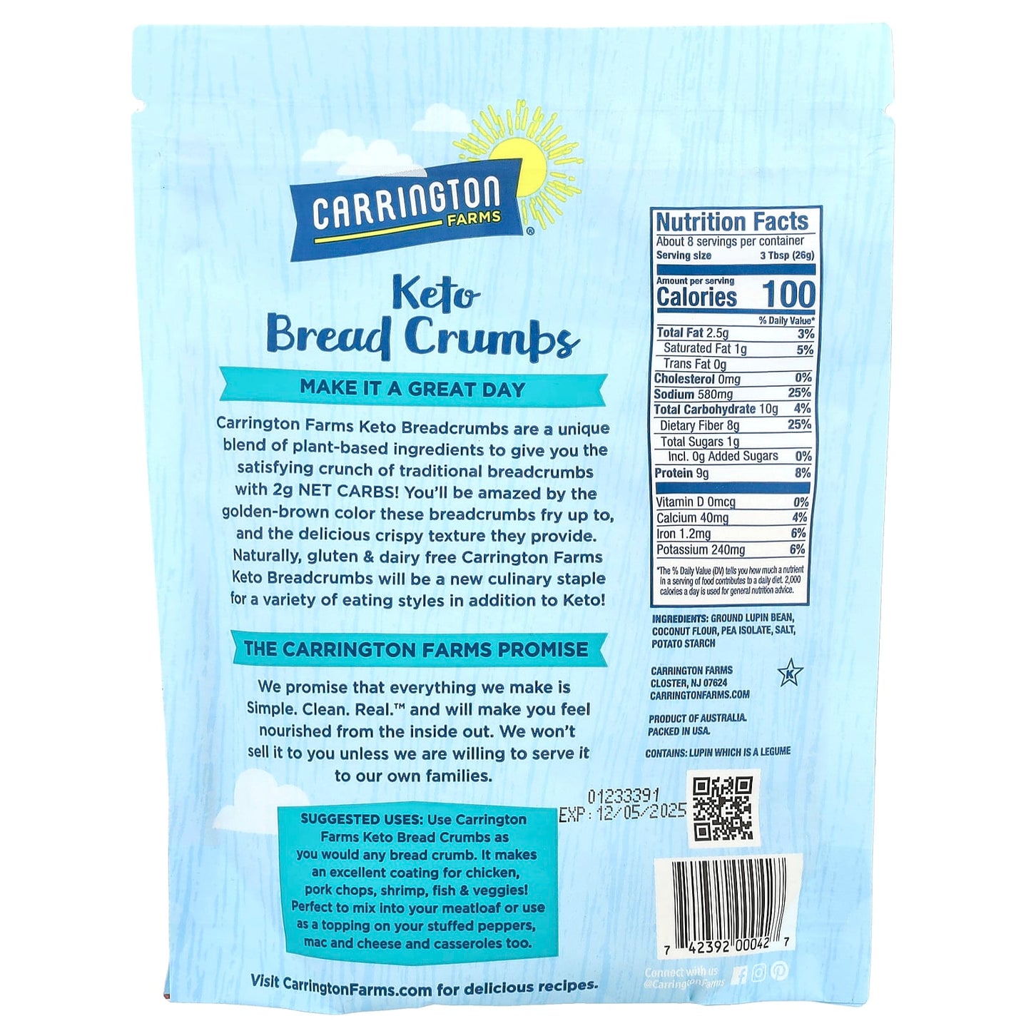 Keto Bread Crumbs by Carrington Farms - Low Carb, Gluten Free - Image 2