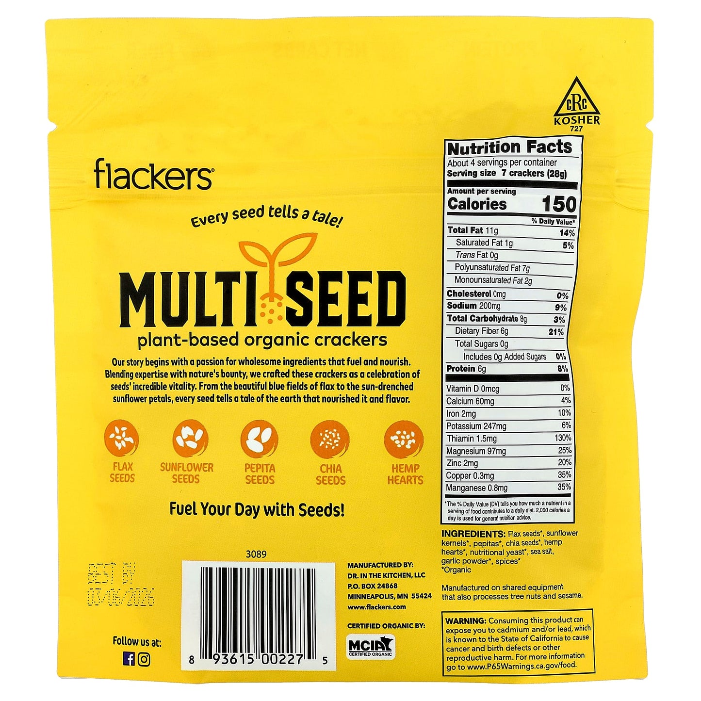 Crunchy Plant-Based Crackers with Flax, Sunflower & Pepita Seeds | Flackers - Image 2