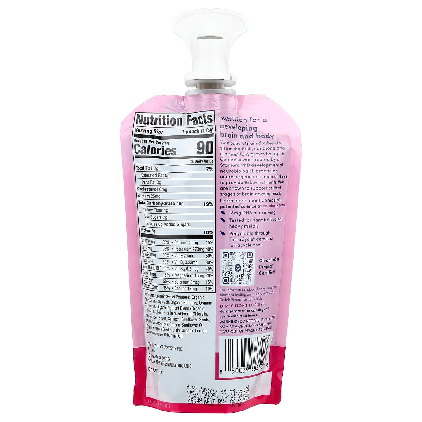 Cerebelly Organic Baby Brain Food Smoothie, 6+ Months, Dairy-Free - Image 2