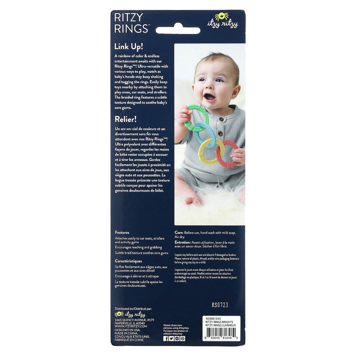 itzy ritzy Baby Rings - Colorful, Attaching, 8 Piece Set - Image 2