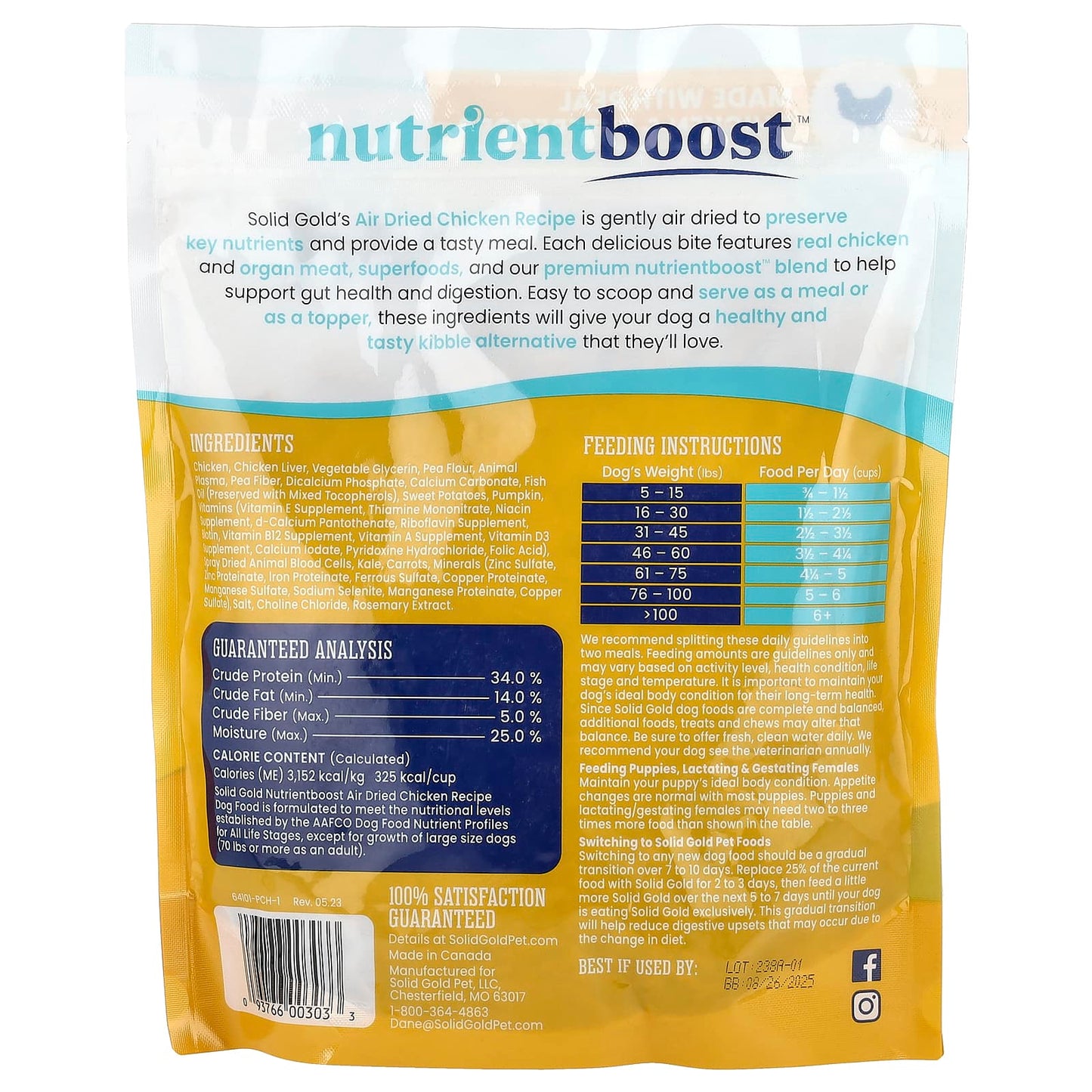 Solid Gold, Air Dried Meal or Topper, For Dogs, Chicken Recipe, 16 oz (454 g) - Image 2