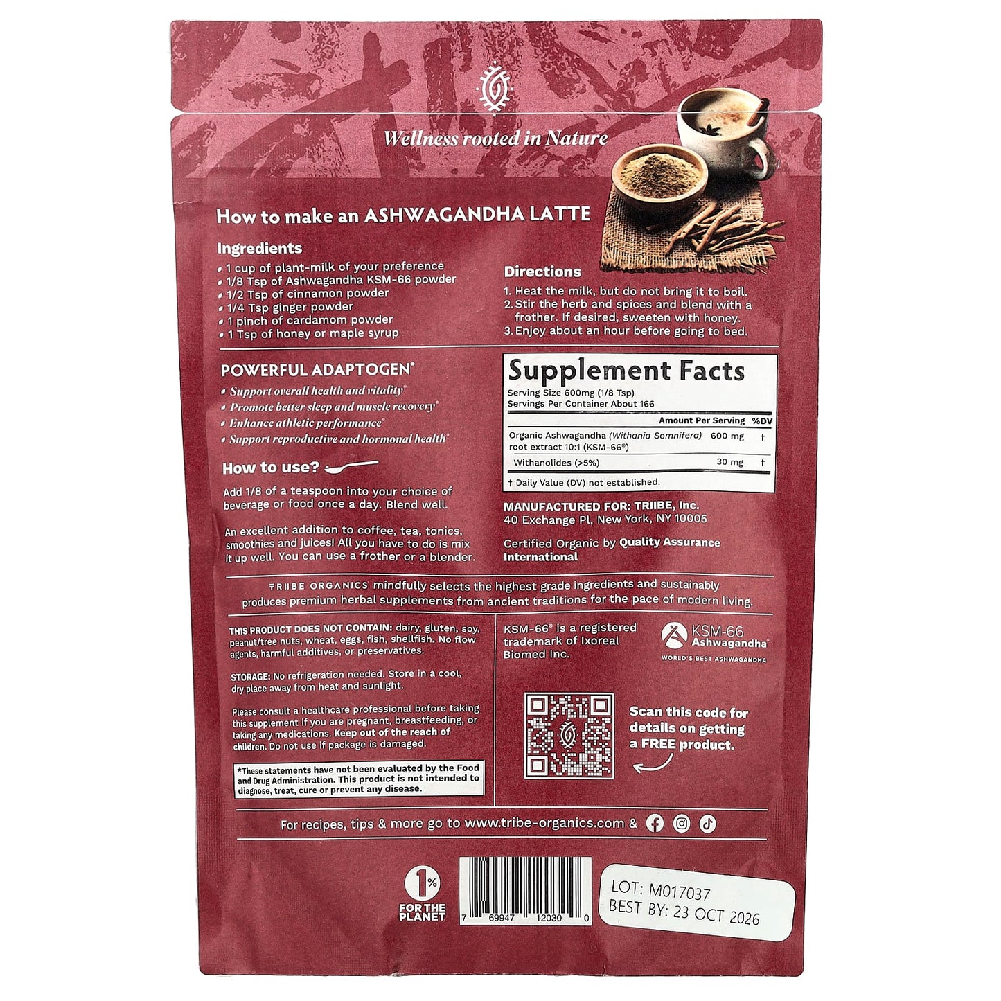 Tribe Organics, Ashwagandha KSM-66® Powder, 3.5 oz (100 g) - Image 2