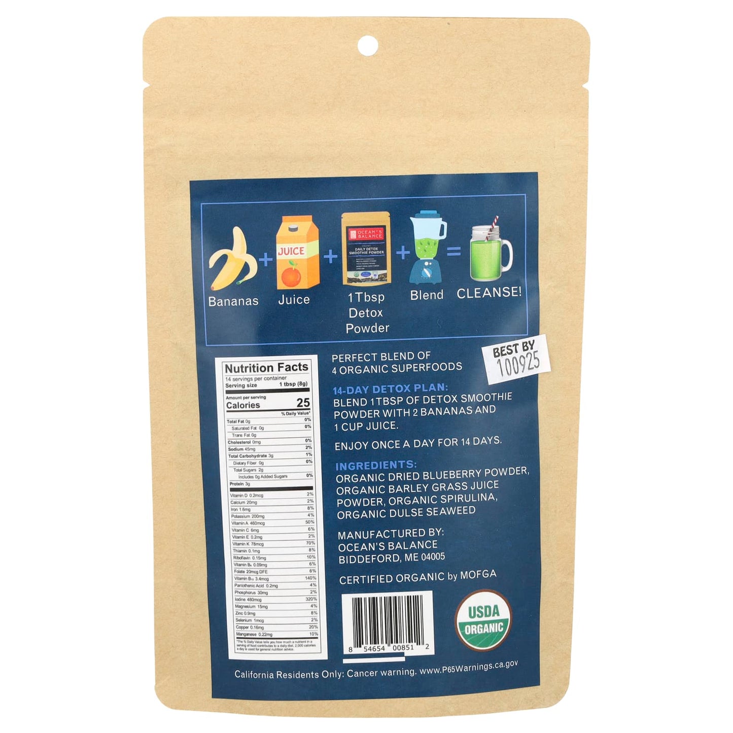 Ocean's Balance, Organic Daily Detox Smoothie Powder, 4 oz (113 g) - Image 2