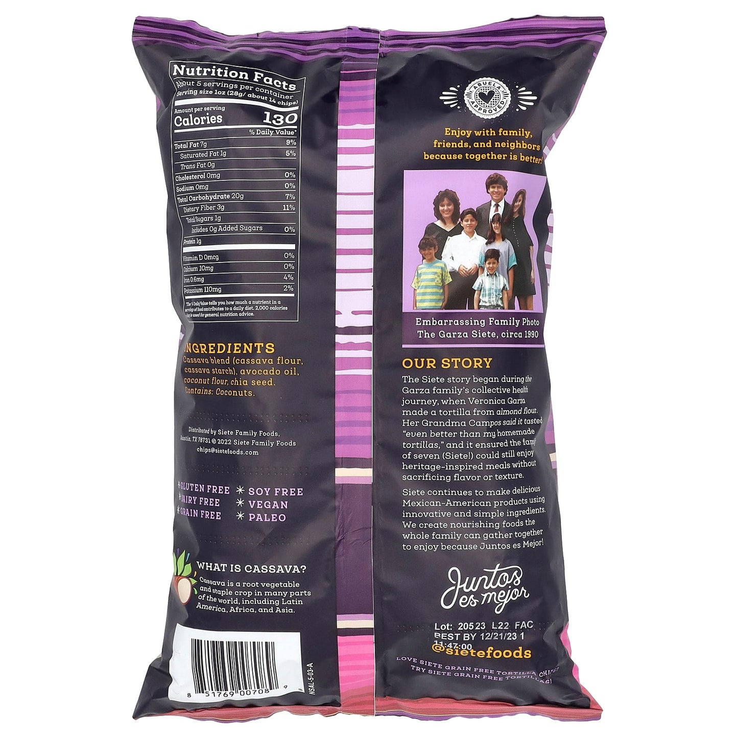 Siete, Grain Free Tortilla Chips, Simply No Salt, 5 oz (142 g) - Image 2