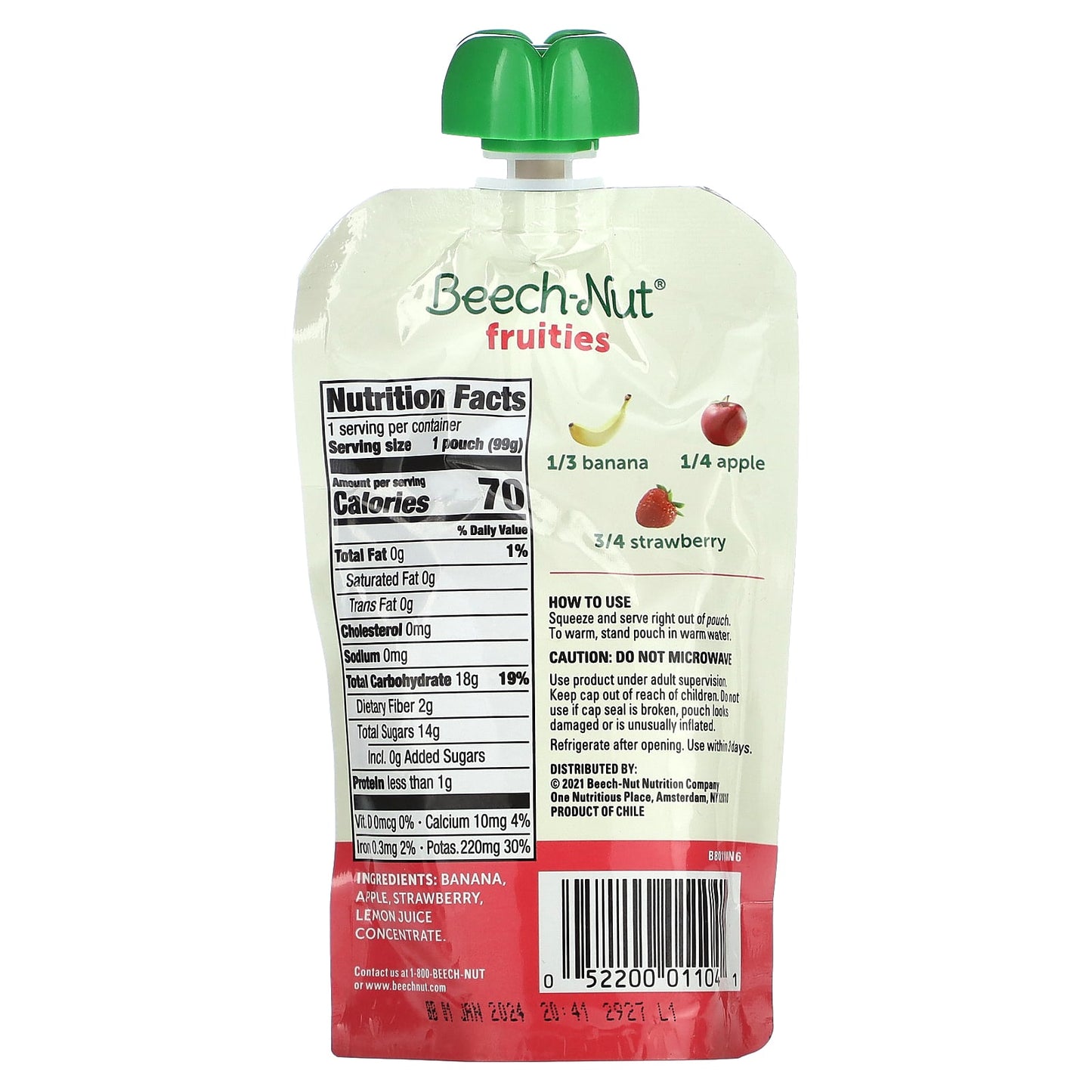 Beech-Nut Baby Fruities, Stage 2, Banana, Apple & Strawberry, 99g - Image 2