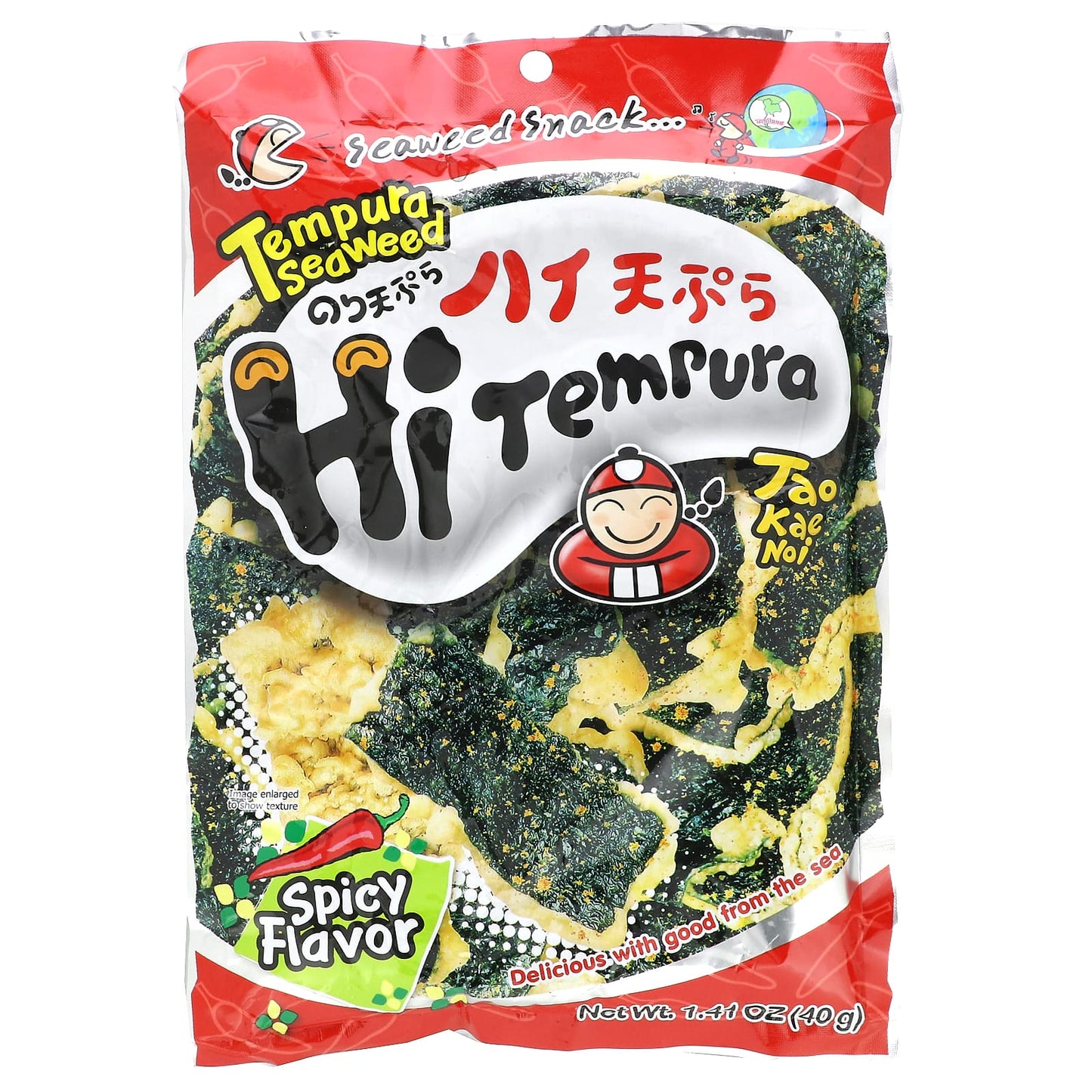 Tao Kae Noi, HiTempura Seaweed Snack, Spicy, 1.41 oz (40 g) - Image 1
