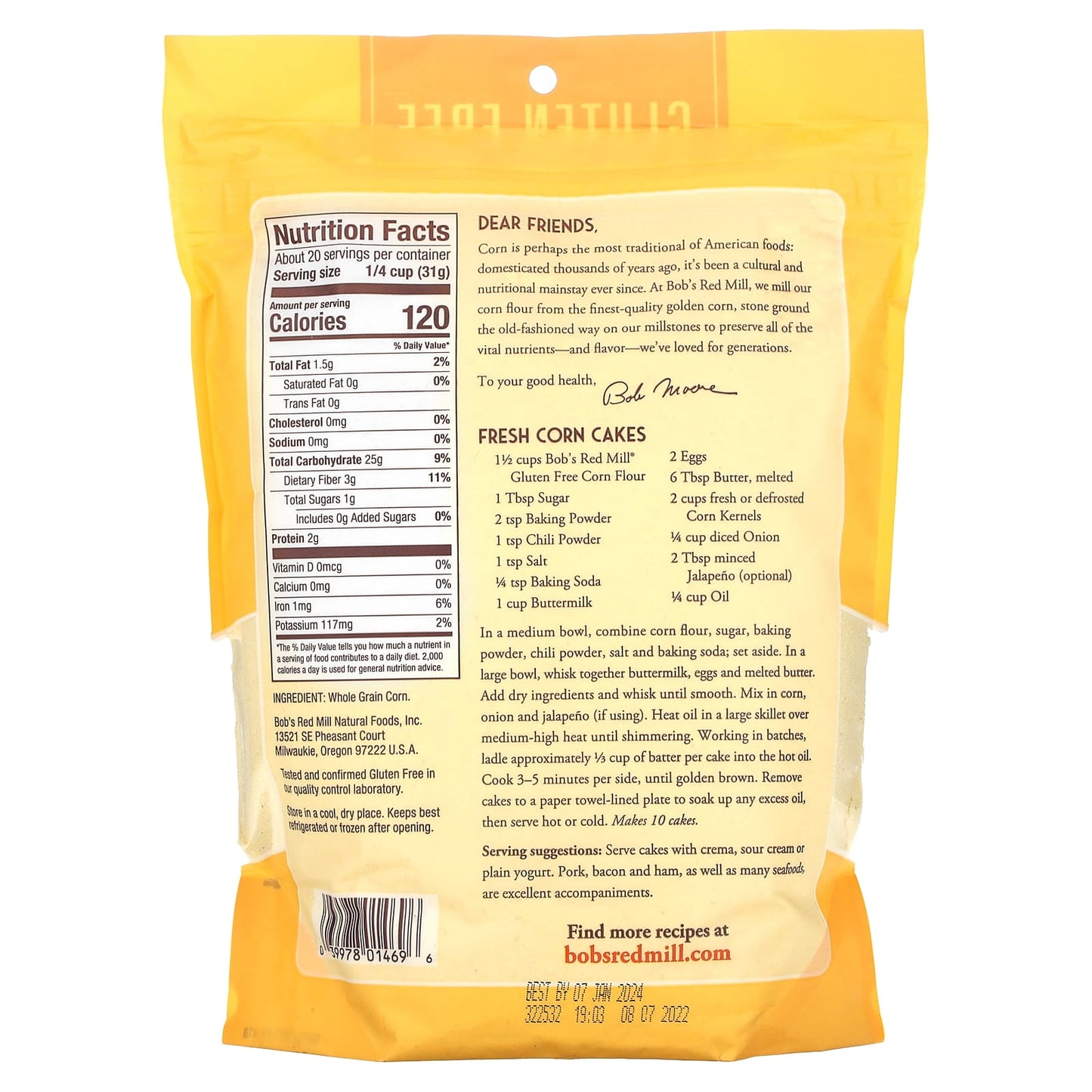 100% Whole Grain Corn Flour by Bob's Red Mill (1 lb 6 oz) - Image 2