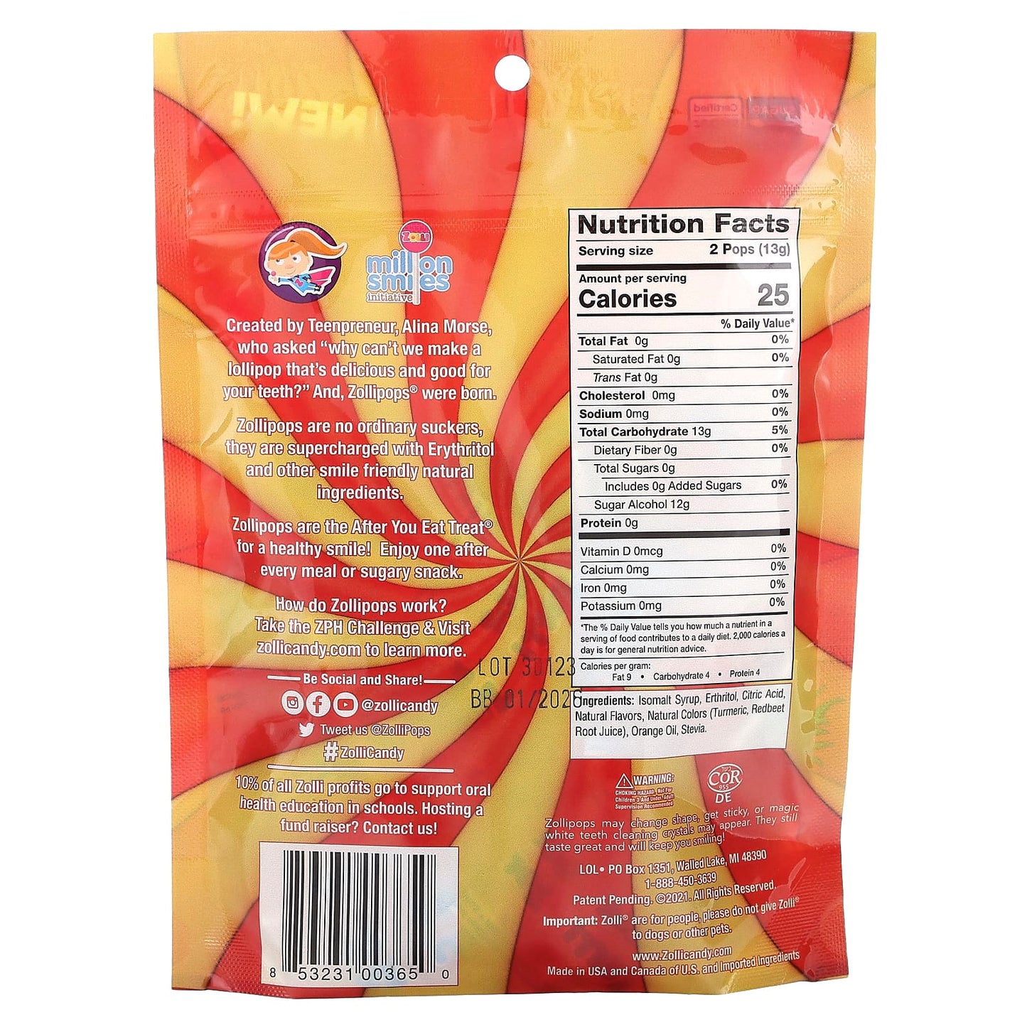 Zollipops, The Clean Teeth Pops, Cherry + Pineapple, Approx. 23-25 Pops, 5.2 oz - Image 2